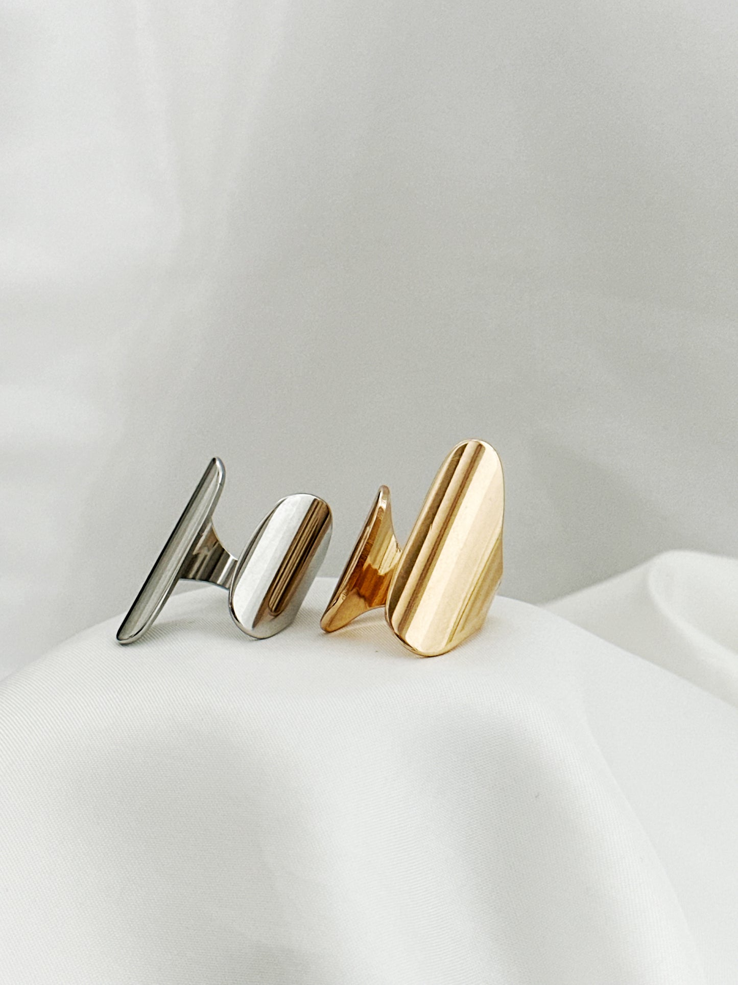 Statement Ring Oval Gold Silber – Chunky Ring Vergoldet Versilbert Damen