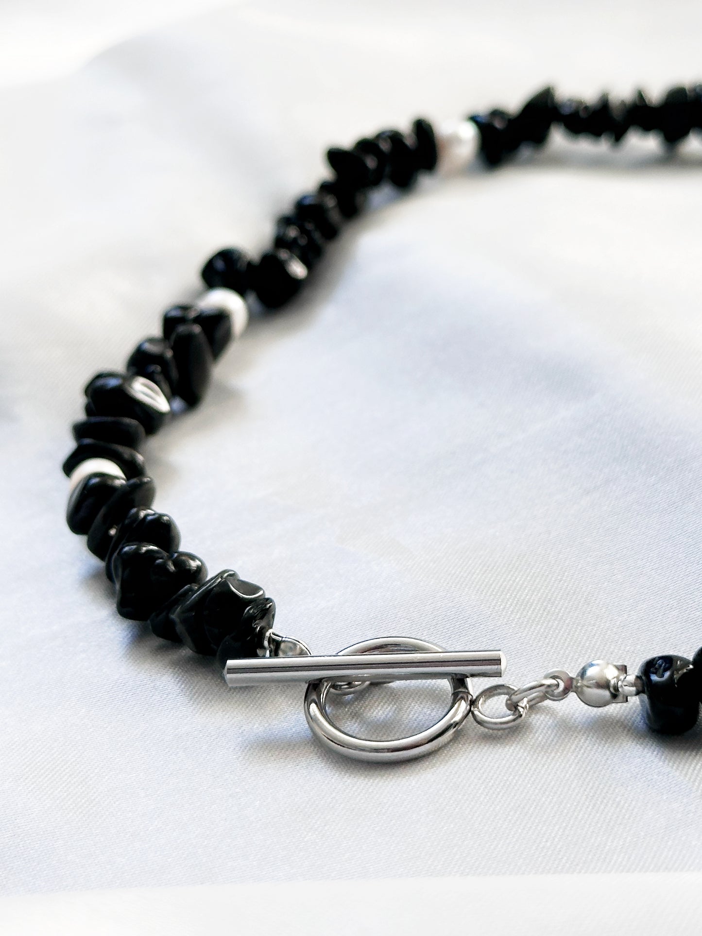Obsidian Splitterkette mit Ringstab-Verschluss