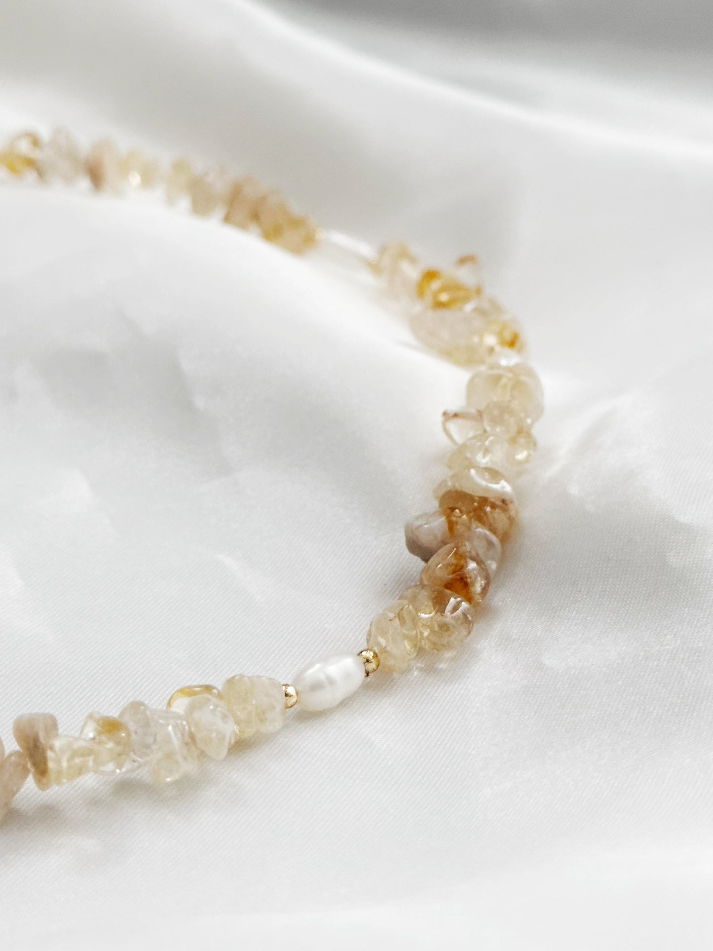 Citrin Splittersteine Halskette mit Ringstab-Verschluss