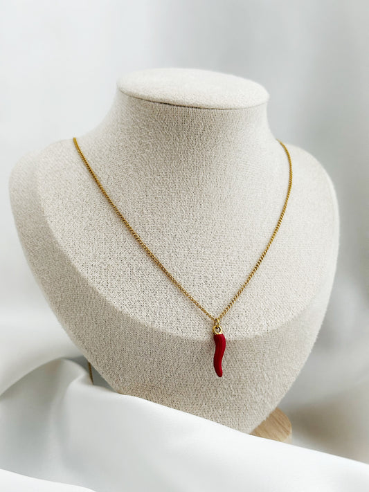 Red Chili Kette – Cornicello Halskette aus Edelstahl | Italienisches Glückssymbol