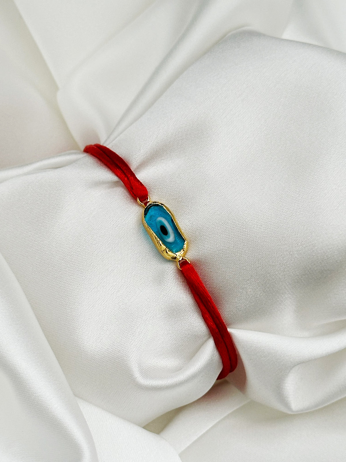 Rotes Nazar-Armband mit türkisem Auge – verstellbares Evil Eye Armband