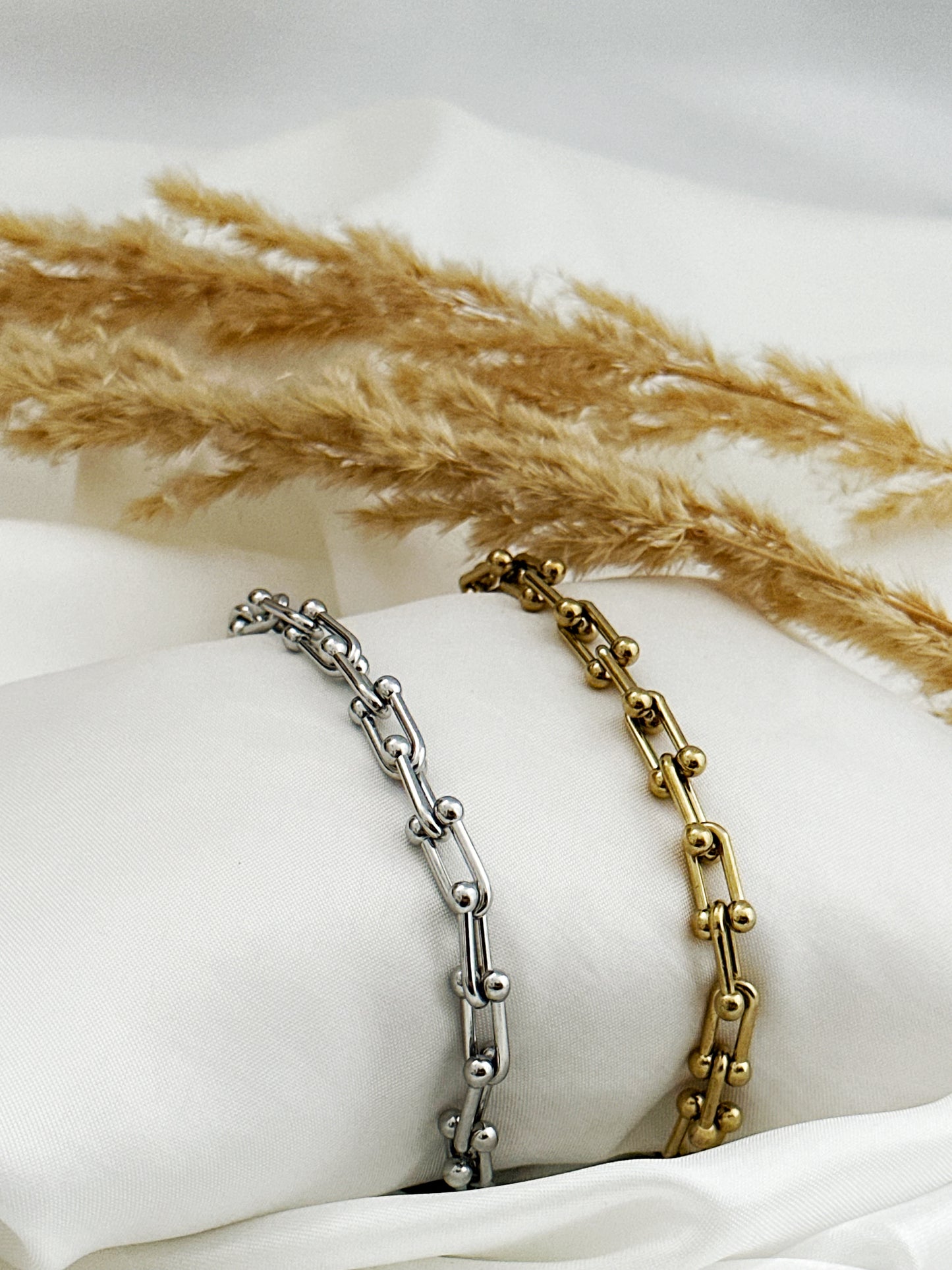 Luna & Sol Bracelet – Edelstahl Gliederarmband – Handmade Jewelleery