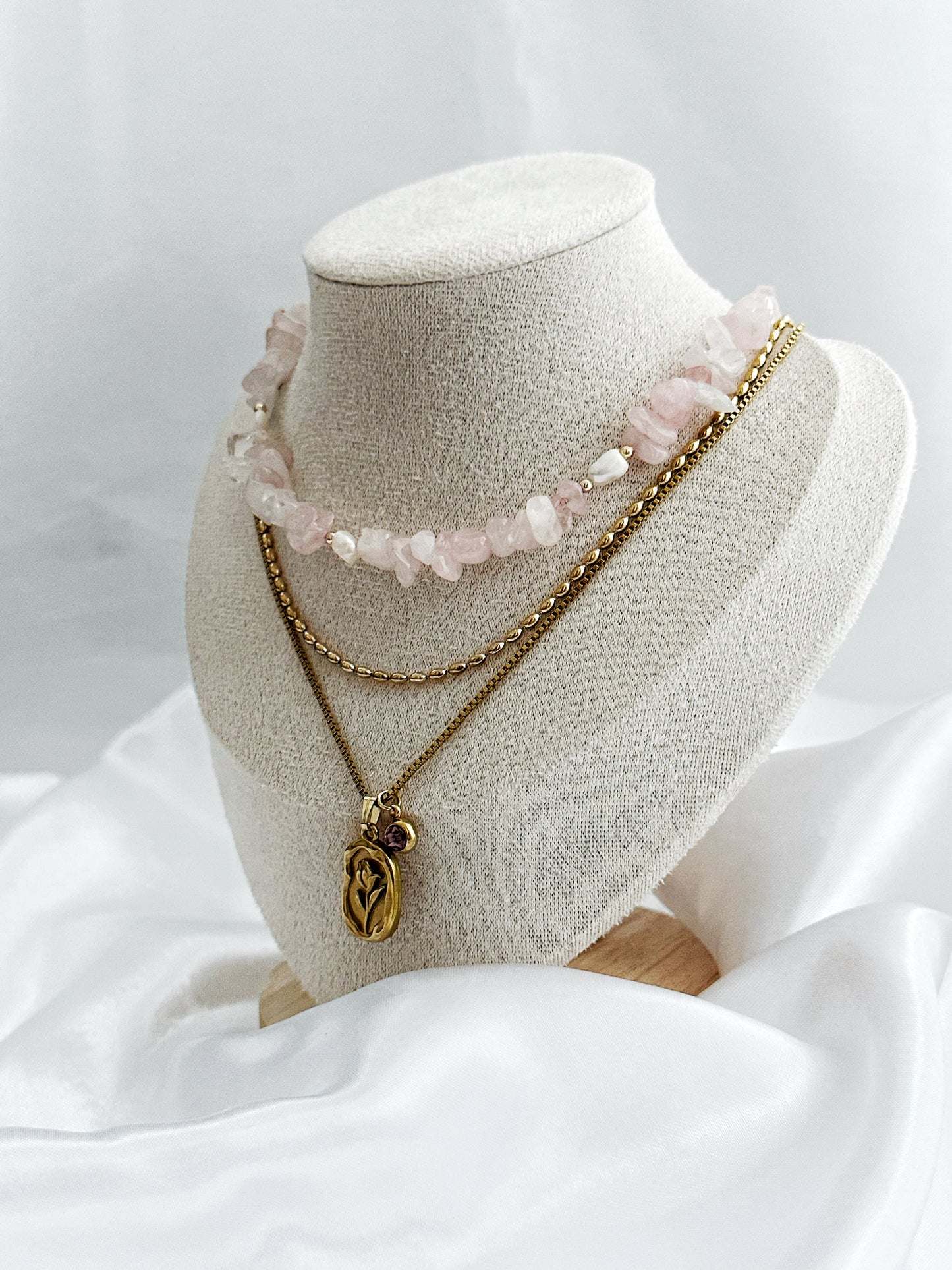 Zartes Liora Halsketten-Set aus Roségold – handgefertigter Schmuck