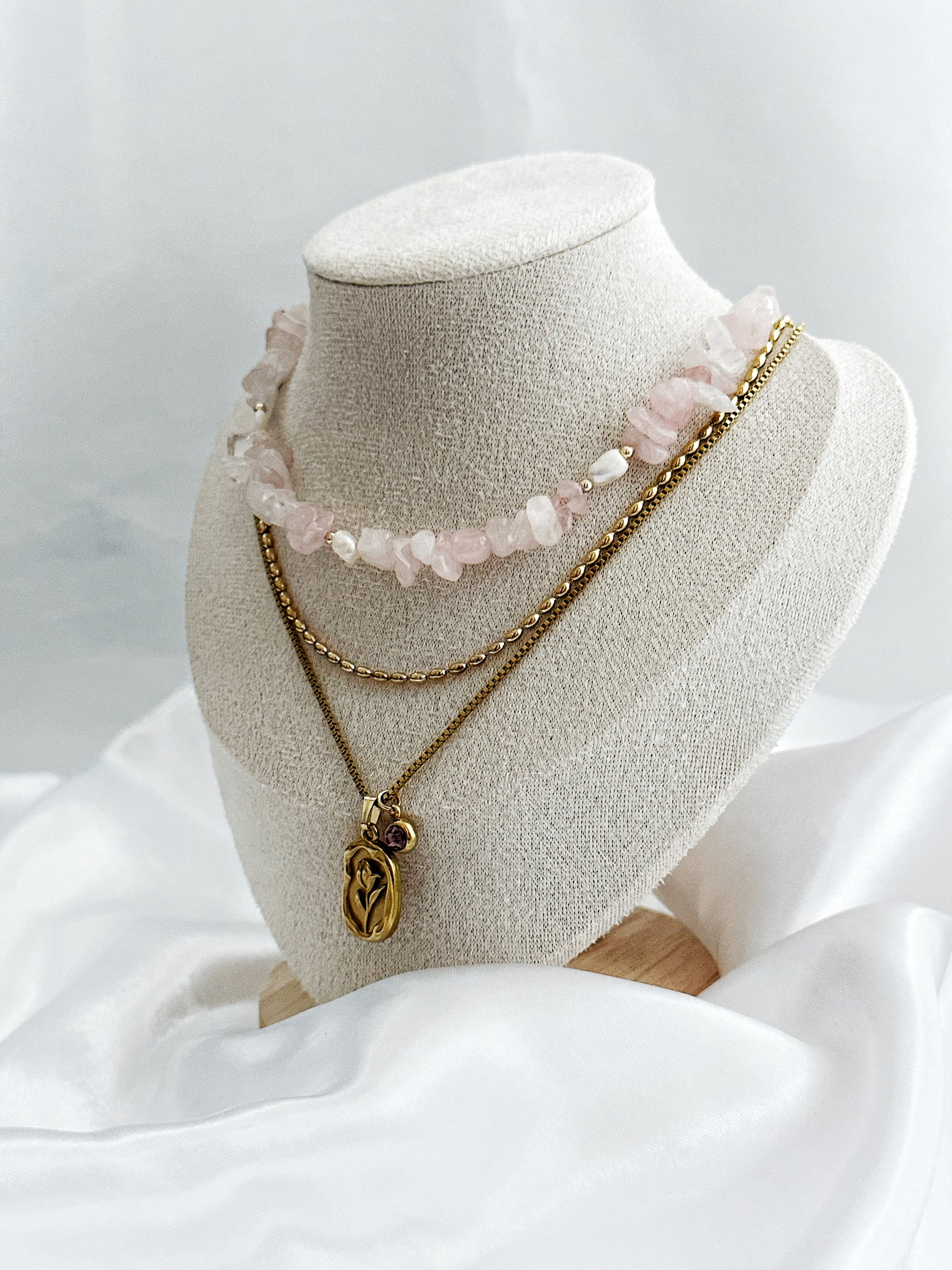 Zartes Liora Halsketten-Set aus Roségold – handgefertigter Schmuck