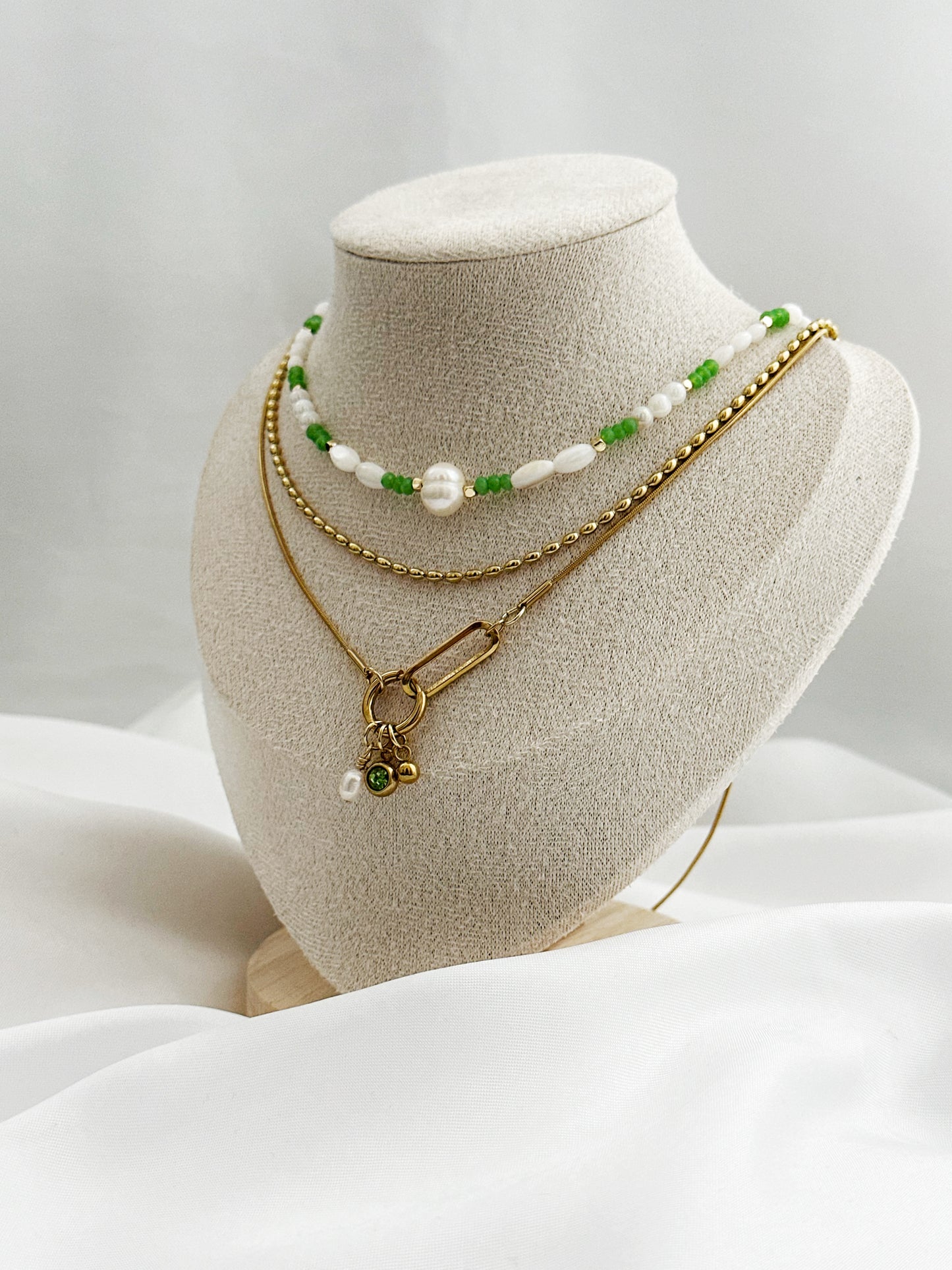 Viridia Set – Layering Ketten Set Gold & Perlen