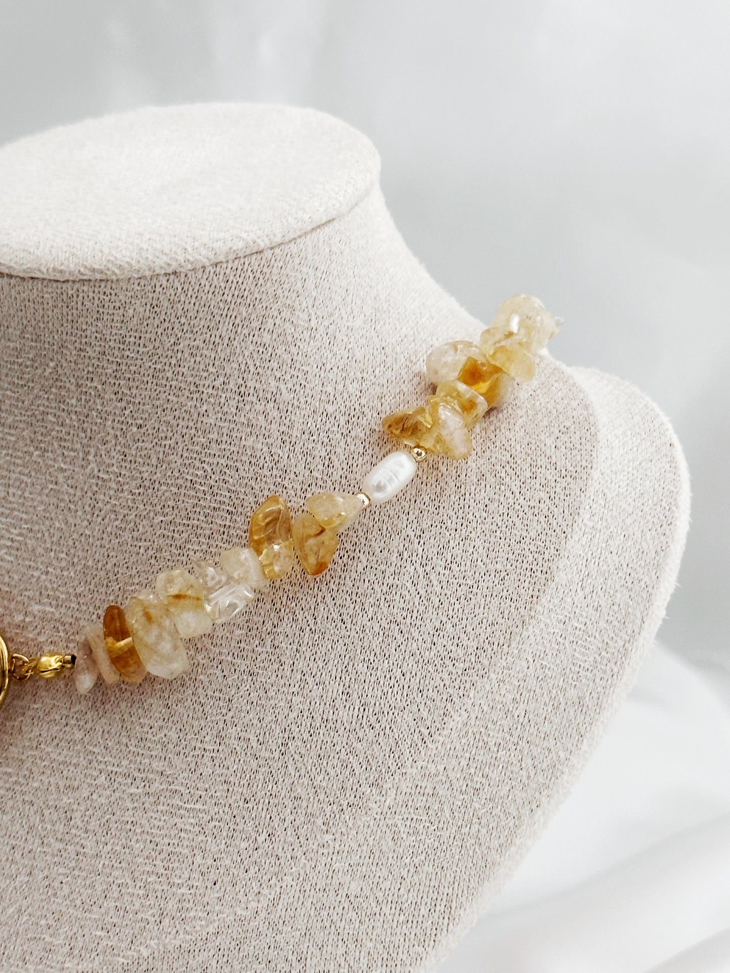 Citrin Splittersteine Halskette mit Ringstab-Verschluss