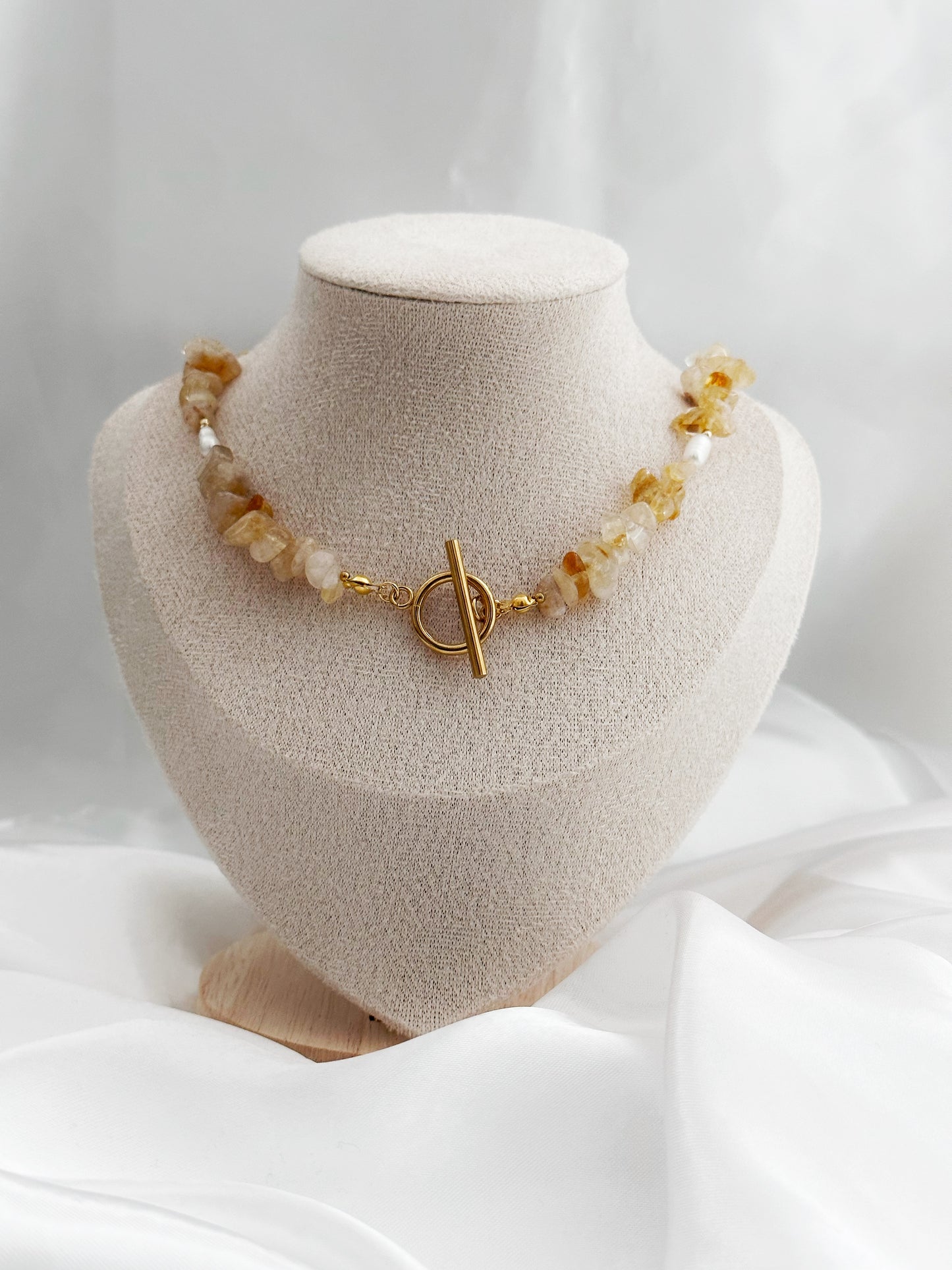 Citrin Splittersteine Halskette mit Ringstab-Verschluss