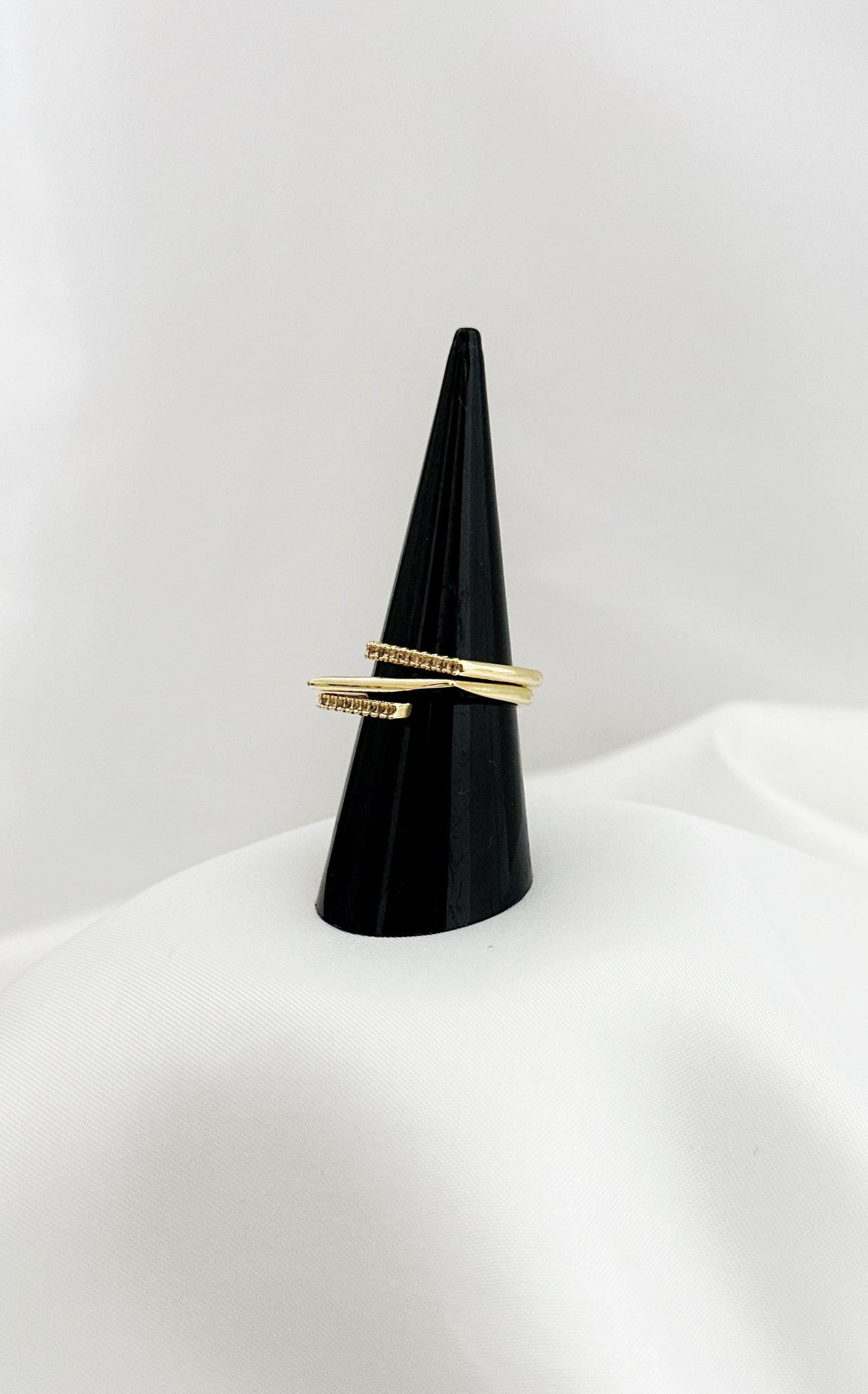 Bypass Ring Zirkonia Vergoldet – Wickelring funkelnde Kristalle Gold Damen