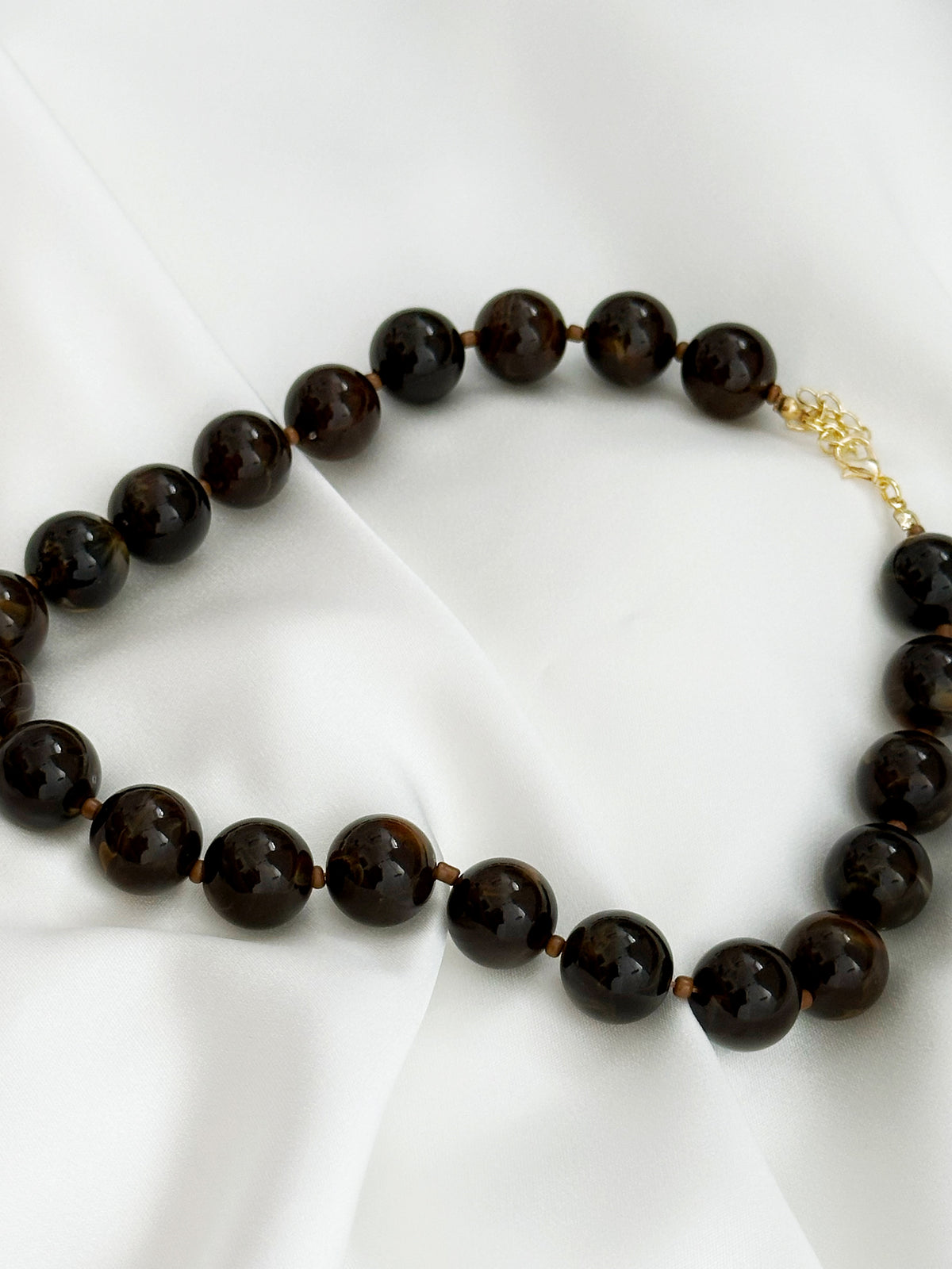 Braune Statement-Perlenkette – große Perlenkette für Damen