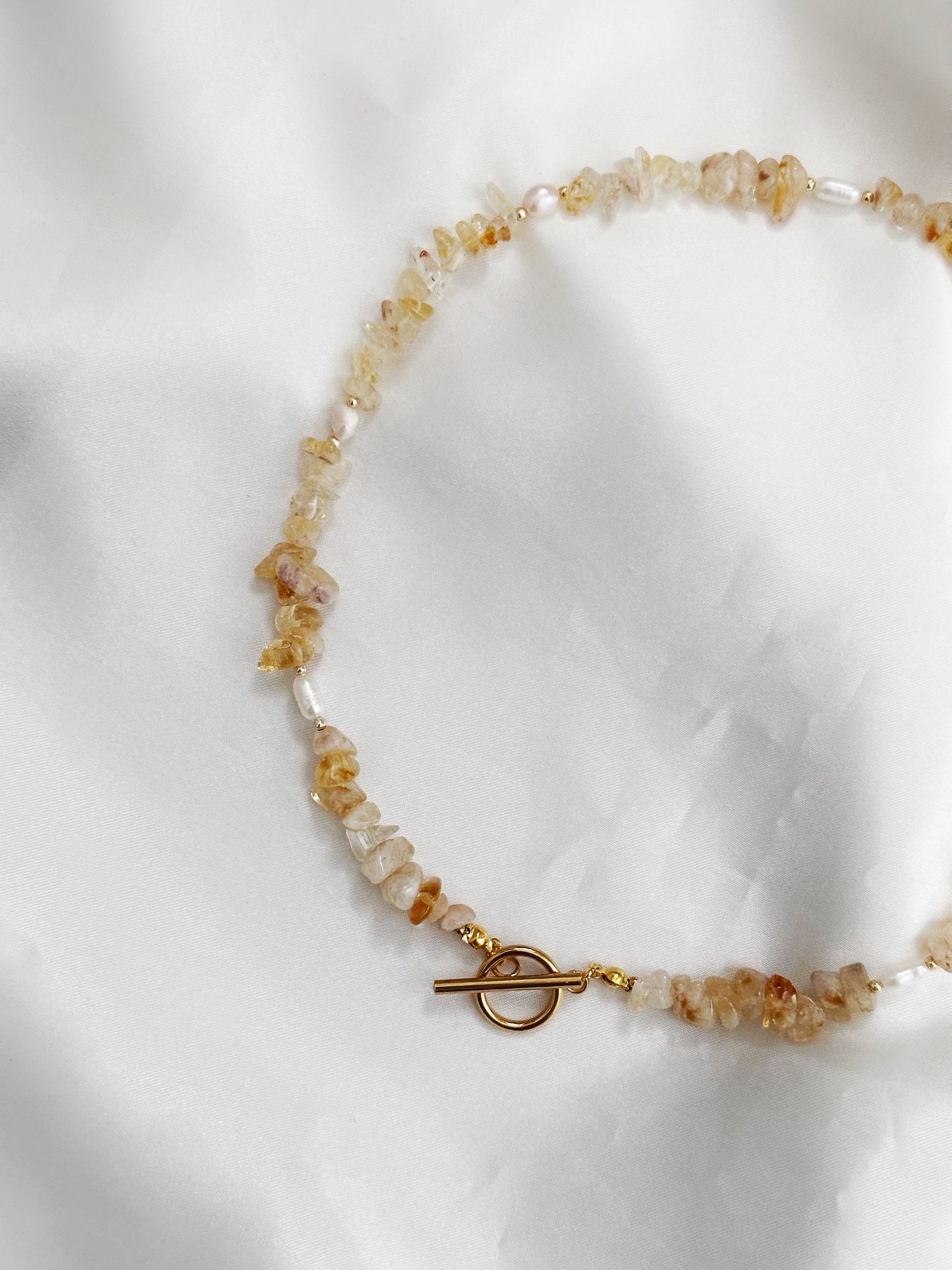 Citrin Splittersteine Halskette mit Ringstab-Verschluss