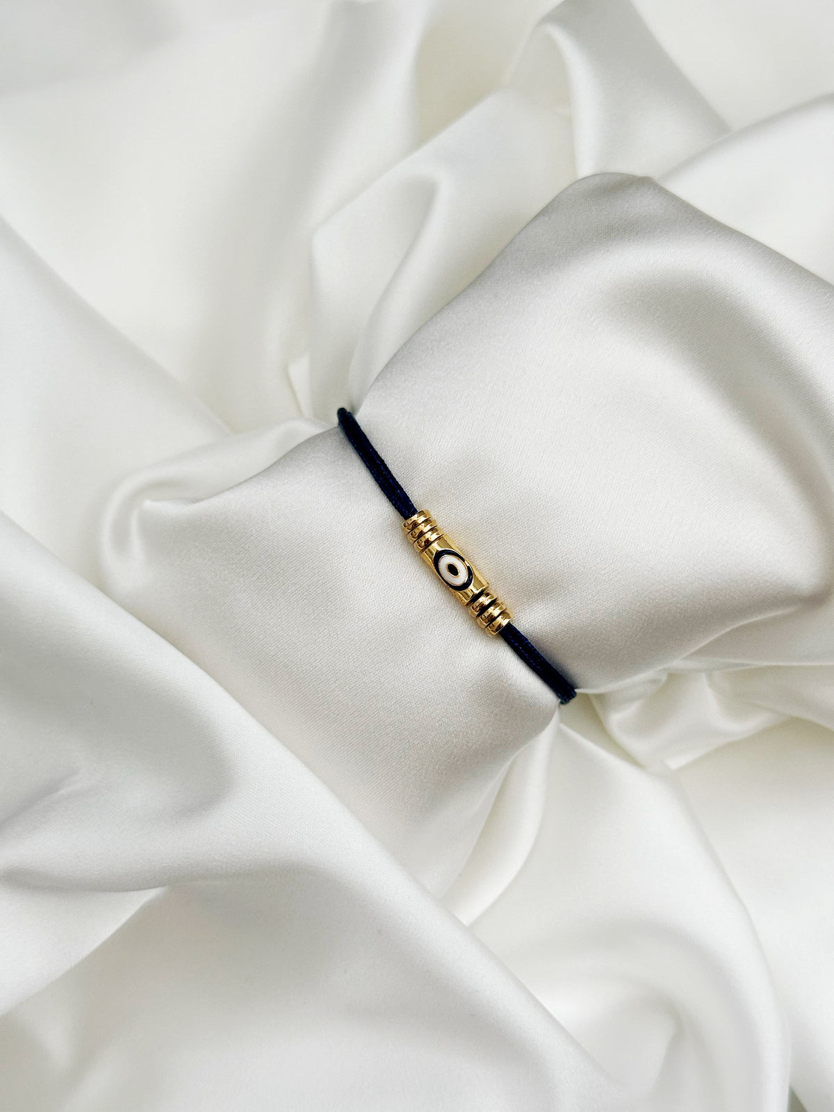 Navy Nazar-Armband mit goldenem Auge – verstellbares Evil Eye Armband