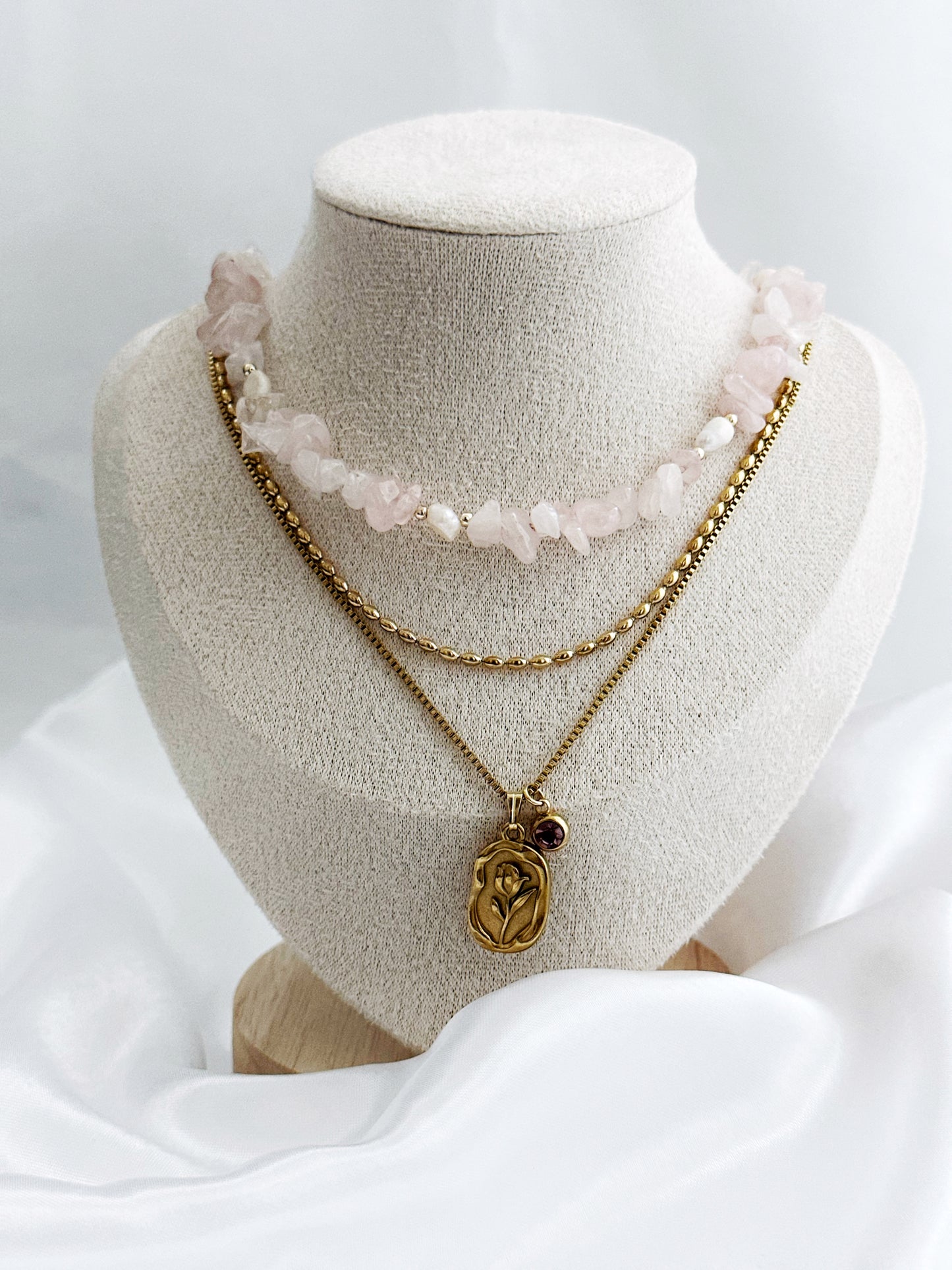 Zartes Liora Halsketten-Set aus Roségold – handgefertigter Schmuck