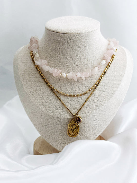 Zartes Liora Halsketten-Set aus Roségold – handgefertigter Schmuck