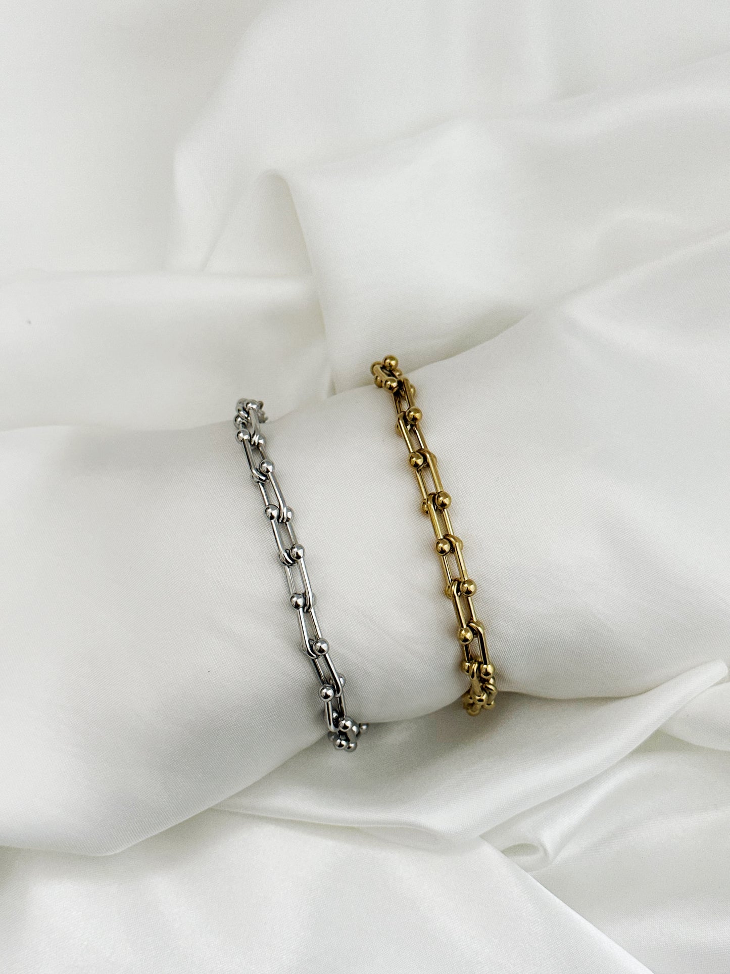 Luna & Sol Bracelet – Edelstahl Gliederarmband – Handmade Jewelleery