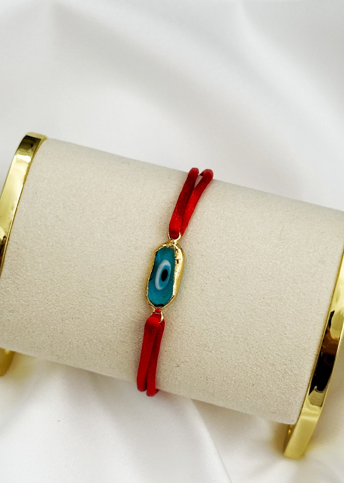 Rotes Nazar-Armband mit türkisem Auge – verstellbares Evil Eye Armband