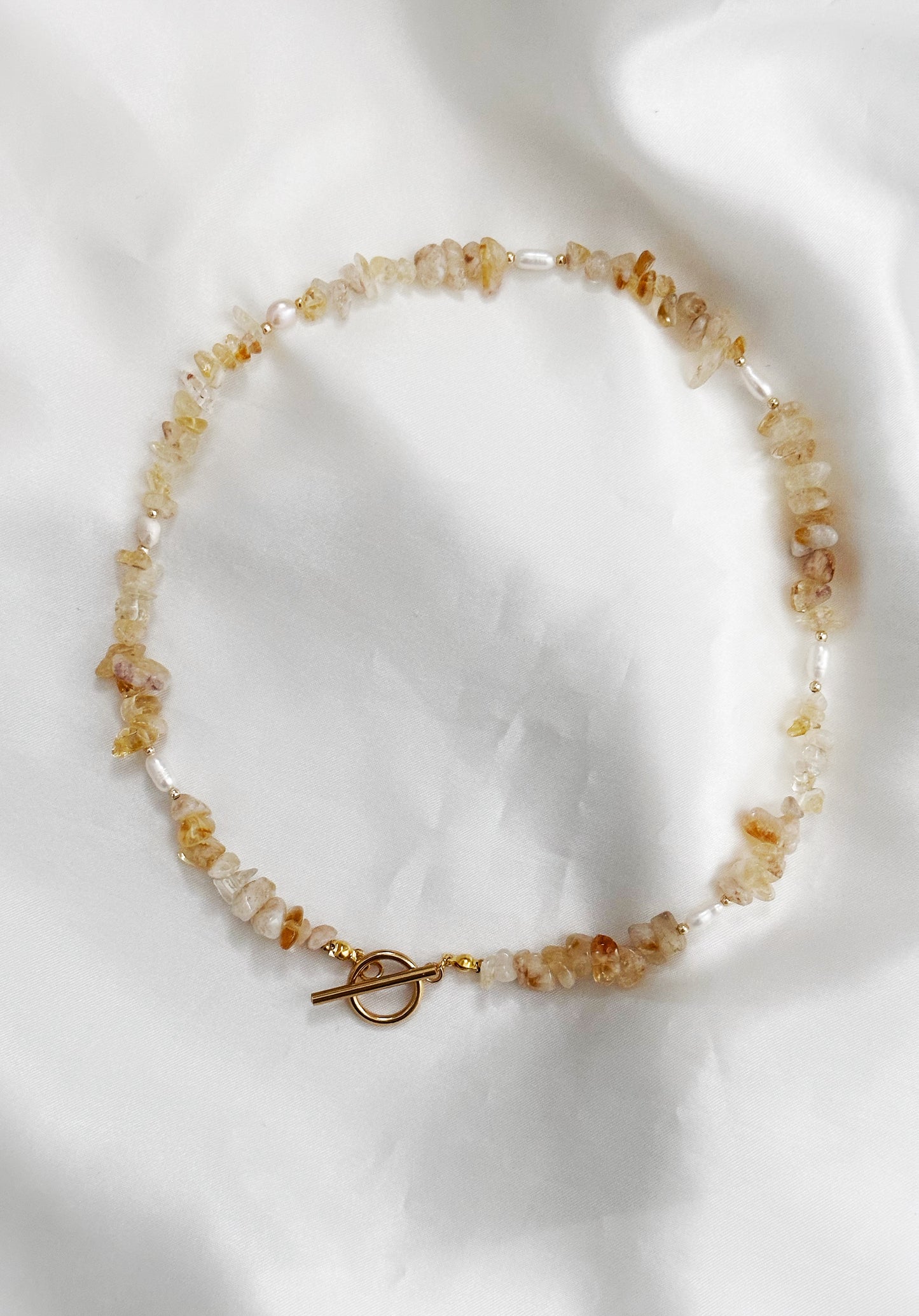 Citrin Splittersteine Halskette mit Ringstab-Verschluss