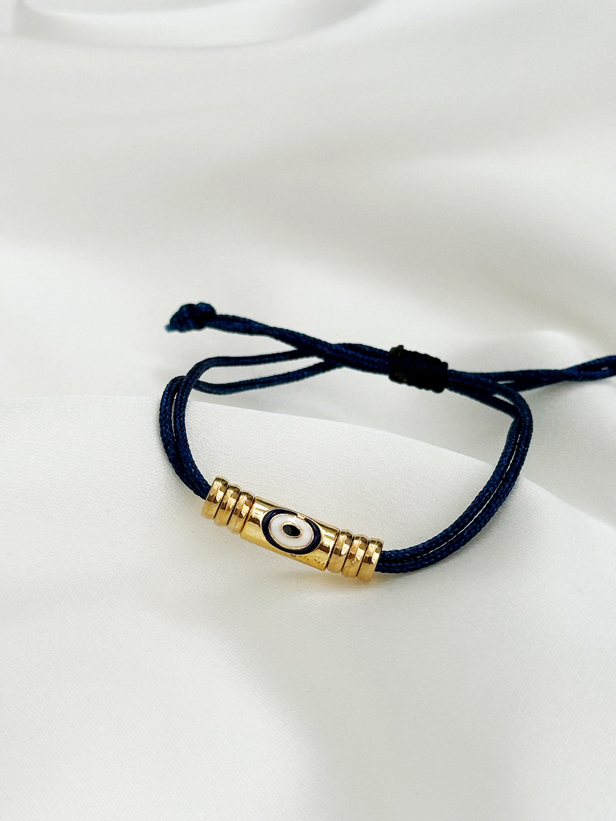 Navy Nazar-Armband mit goldenem Auge – verstellbares Evil Eye Armband