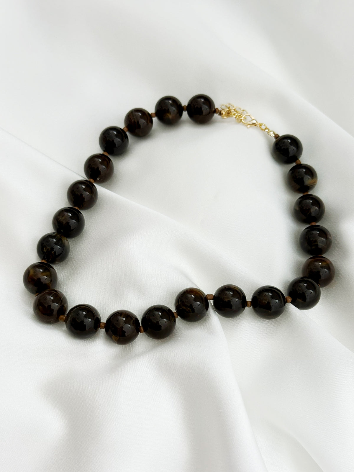 Braune Statement-Perlenkette – große Perlenkette für Damen