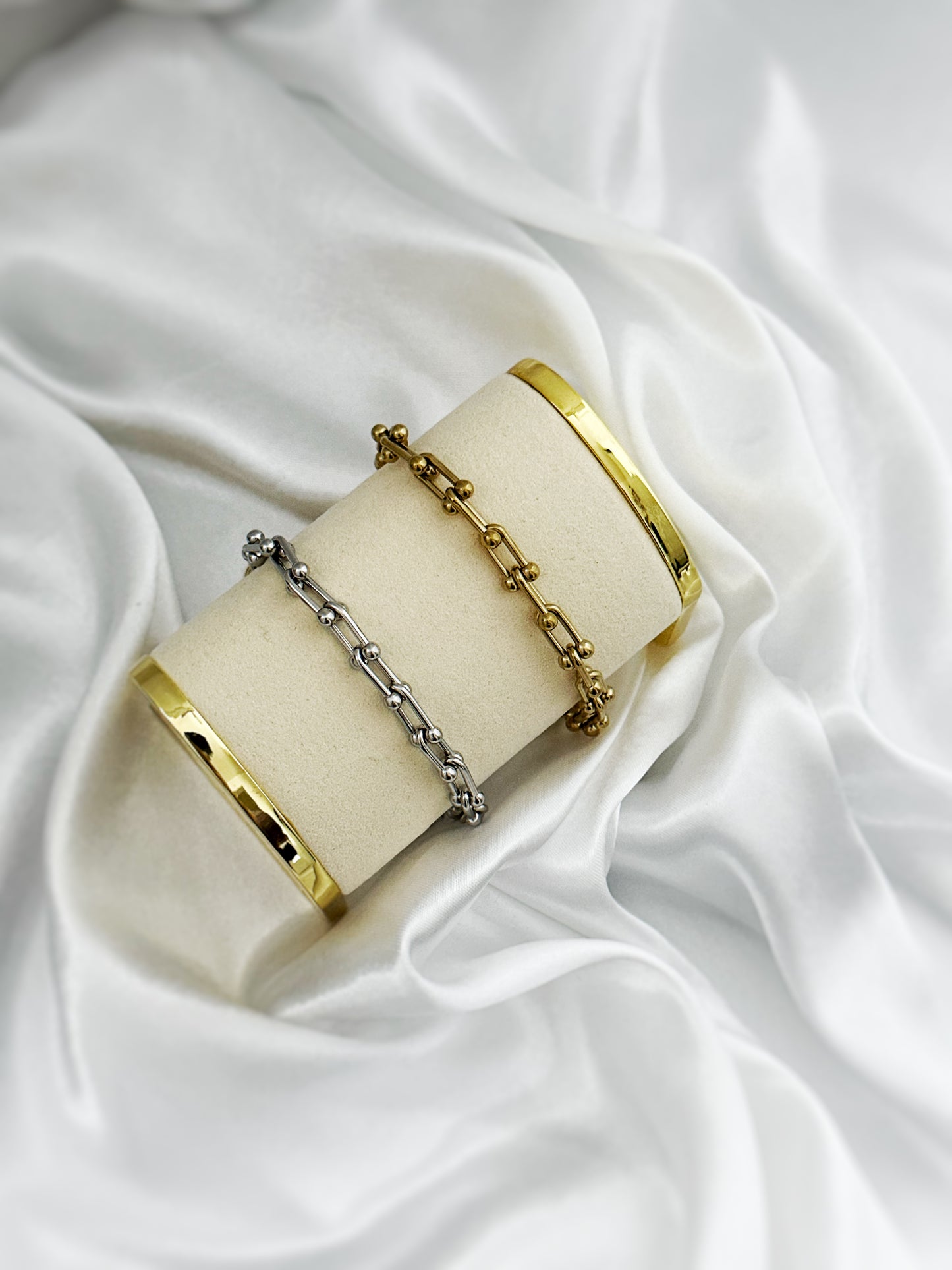 Luna & Sol Bracelet – Edelstahl Gliederarmband – Handmade Jewelleery