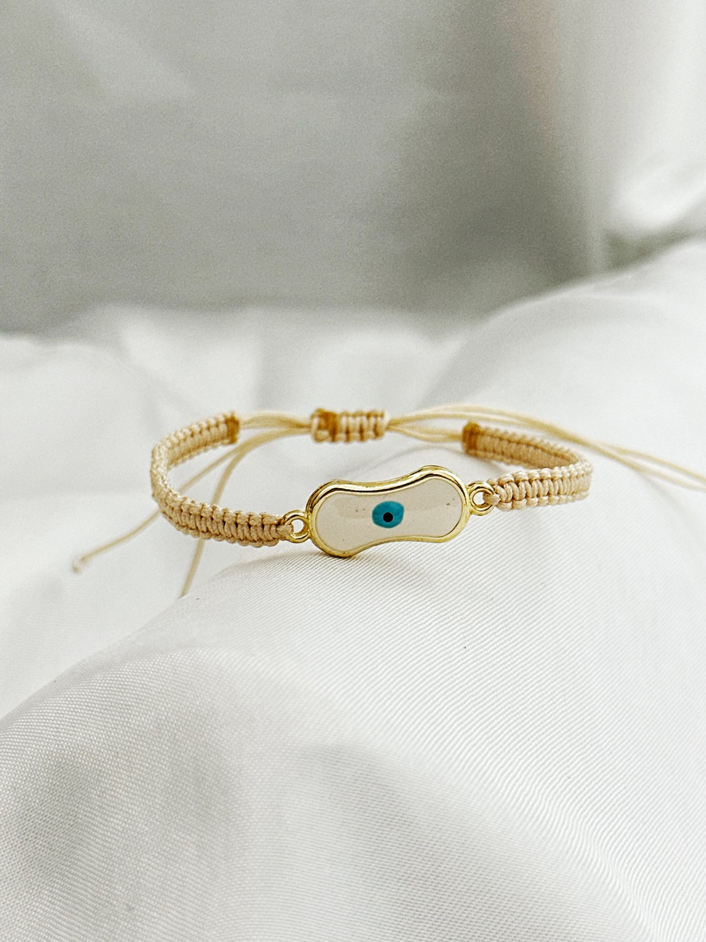 Nazarcim Makramee Armband Evil Eye Beige – Nazar Schutzarmband Verstellbar