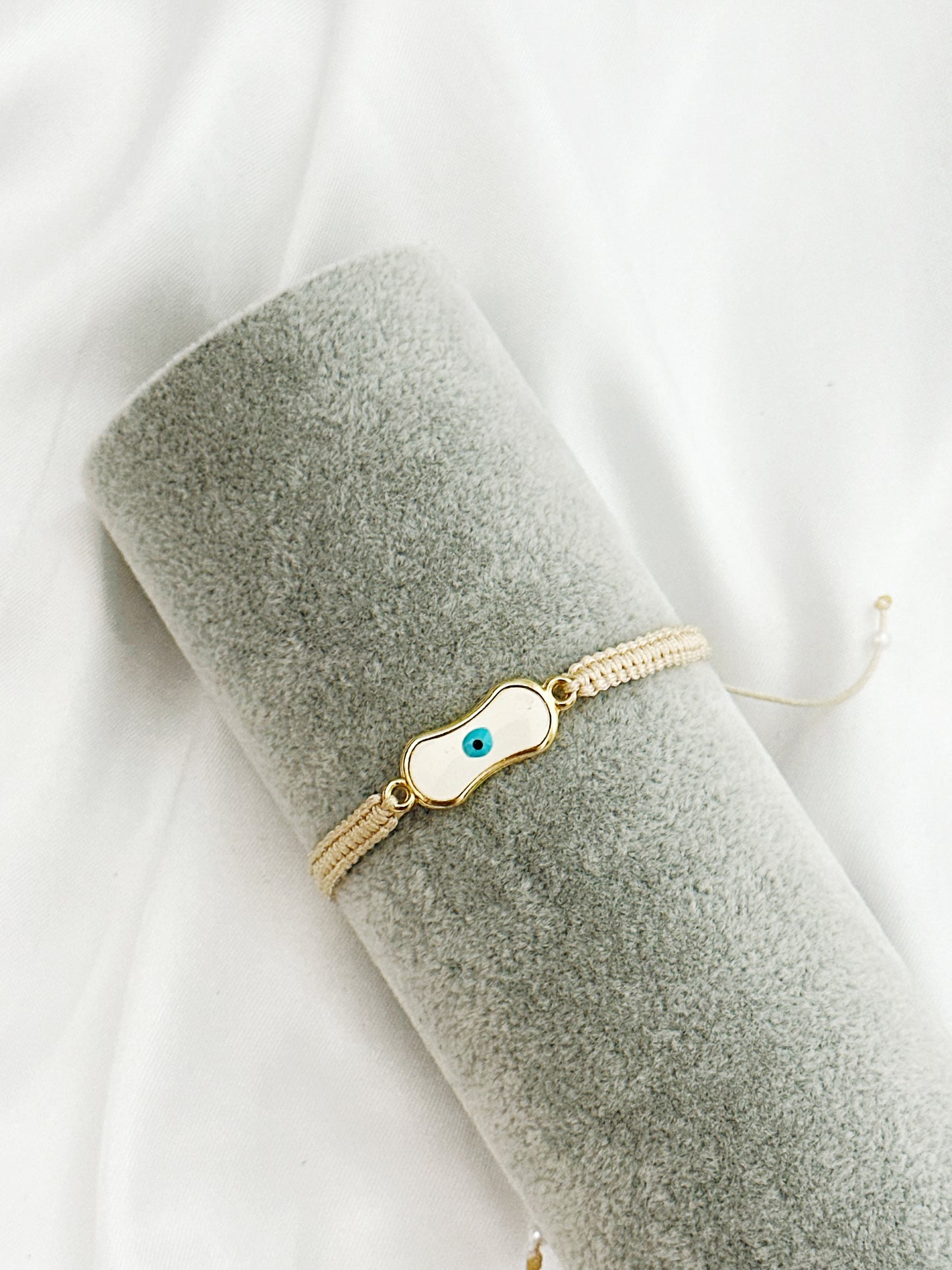 Nazarcim Makramee Armband Evil Eye Beige – Nazar Schutzarmband Verstellbar