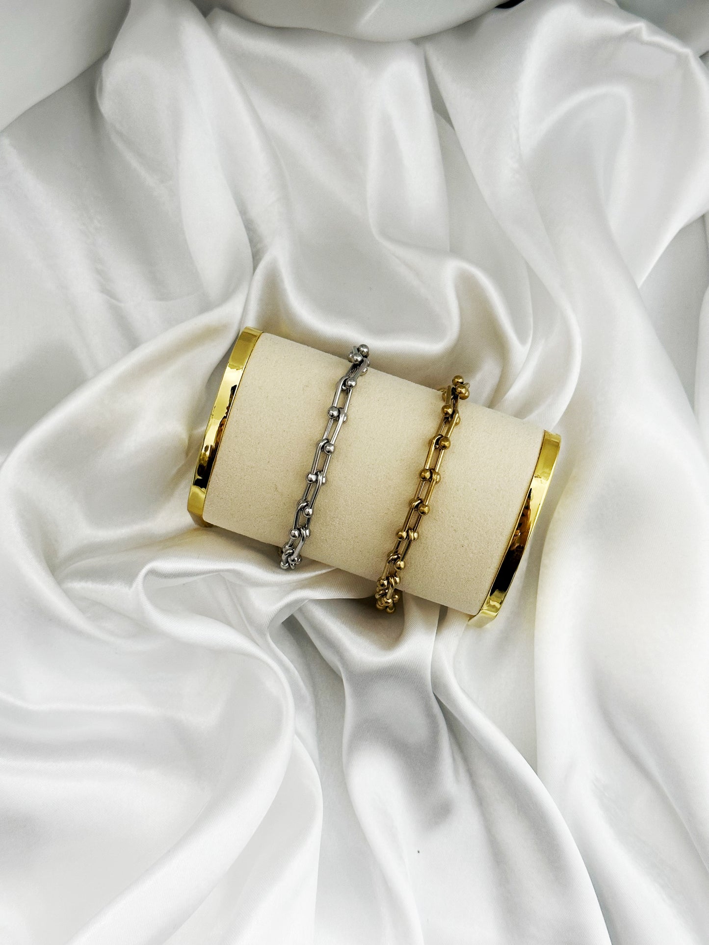 Luna & Sol Bracelet – Edelstahl Gliederarmband – Handmade Jewelleery