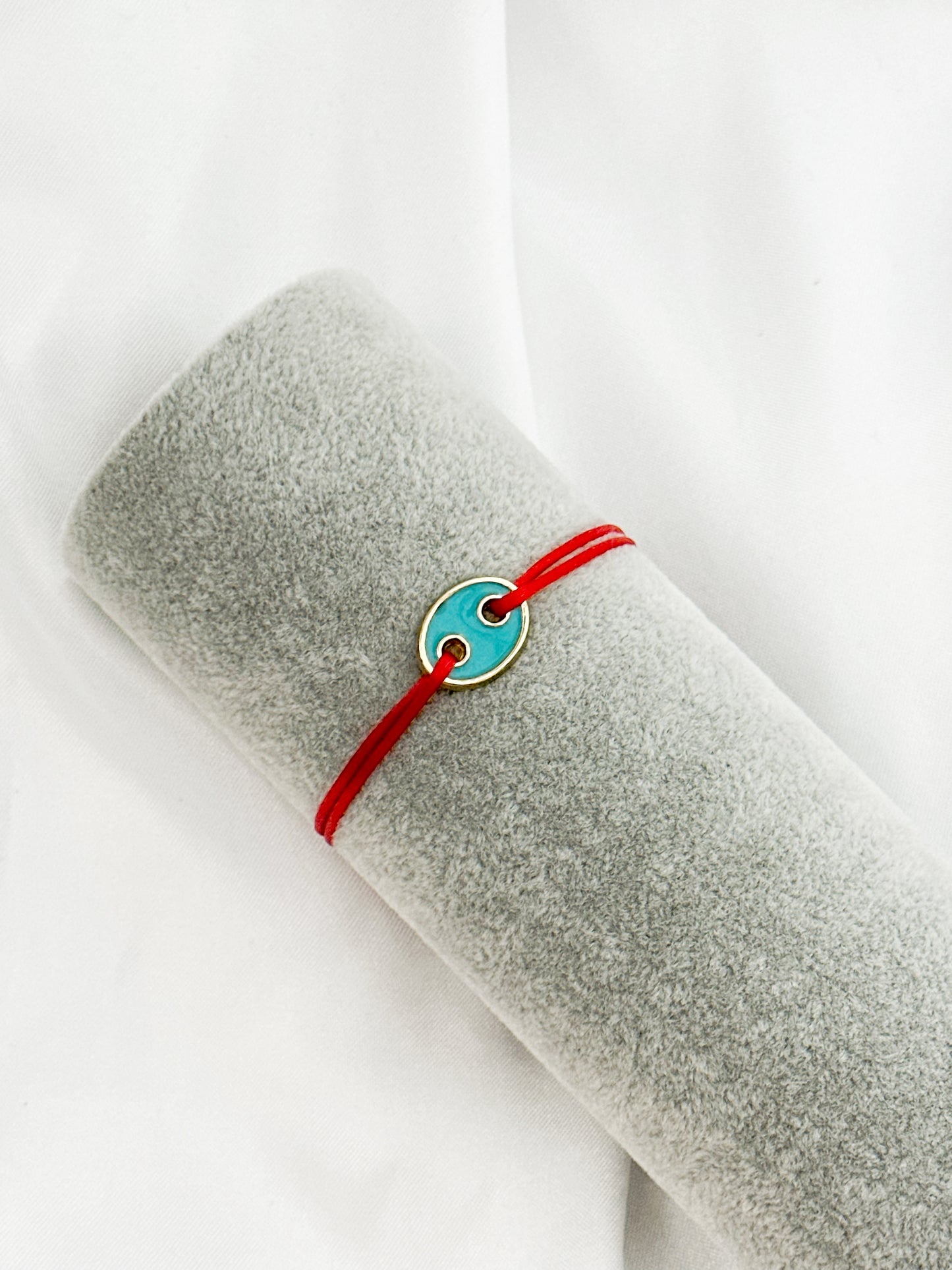 Focal Luck – Rotes Glücksarmband Seidenband Türkis Gold mit blauem Anhänger – Focal Luck Schutzarmband