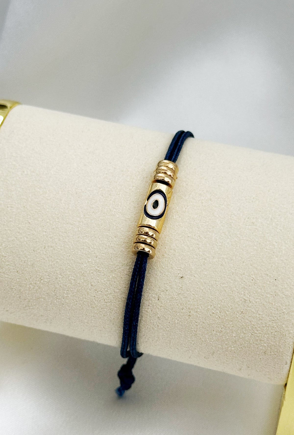 Navy Nazar-Armband mit goldenem Auge – verstellbares Evil Eye Armband