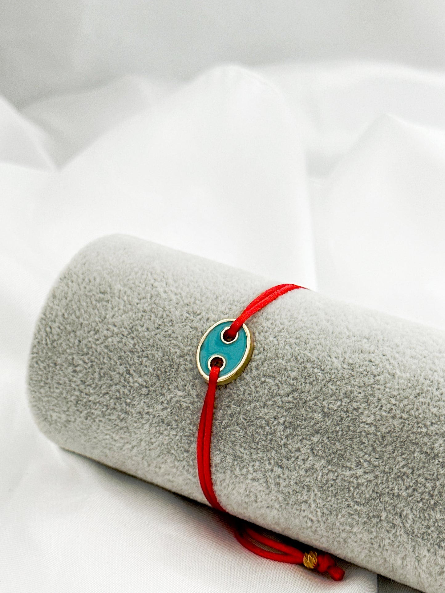 Focal Luck – Rotes Glücksarmband Seidenband Türkis Gold mit blauem Anhänger – Focal Luck Schutzarmband
