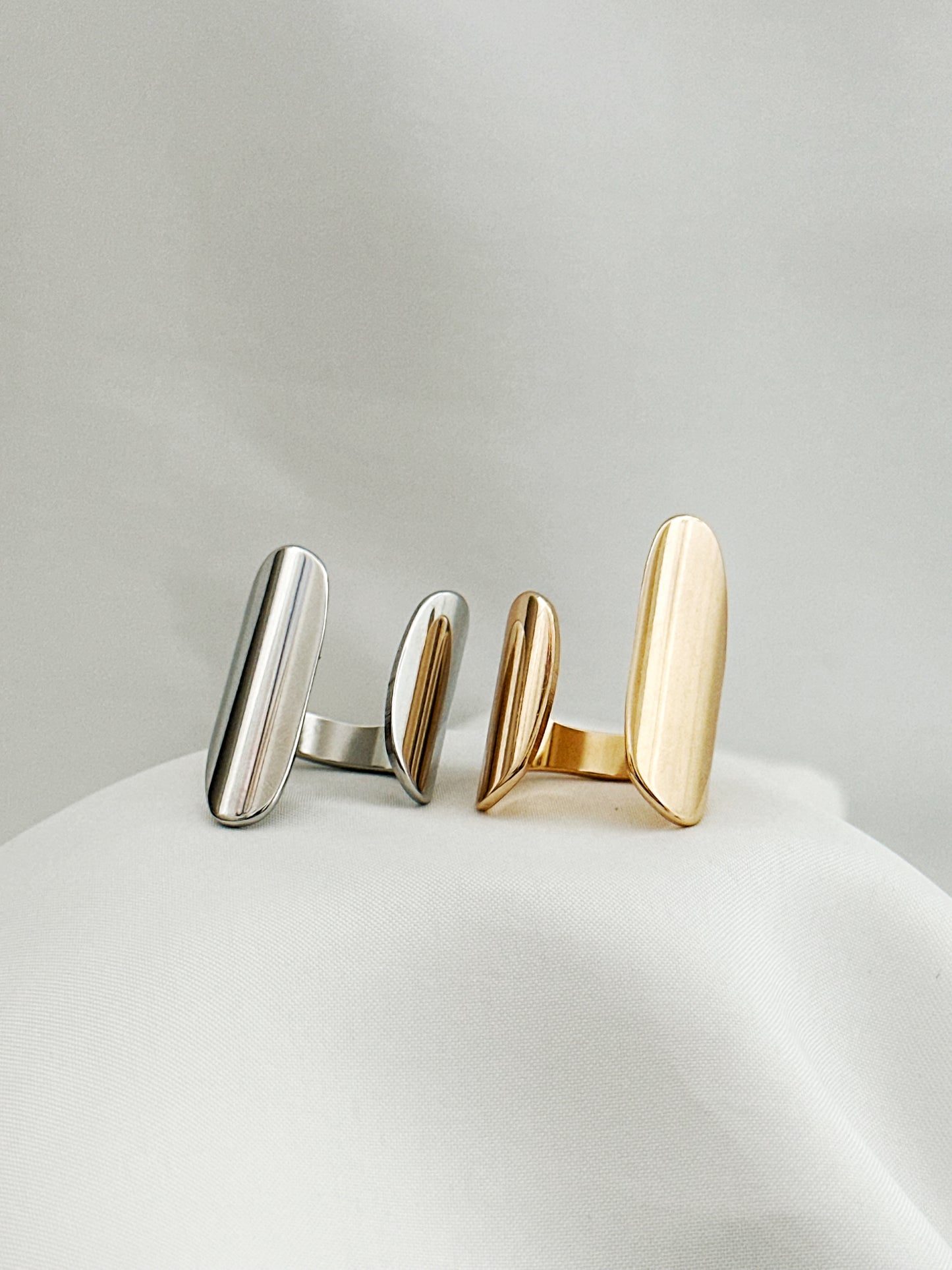 Statement Ring Oval Gold Silber – Chunky Ring Vergoldet Versilbert Damen