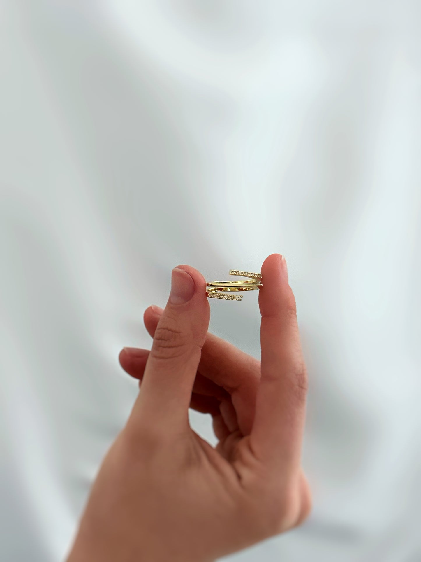 Bypass Ring Zirkonia Vergoldet – Wickelring funkelnde Kristalle Gold Damen