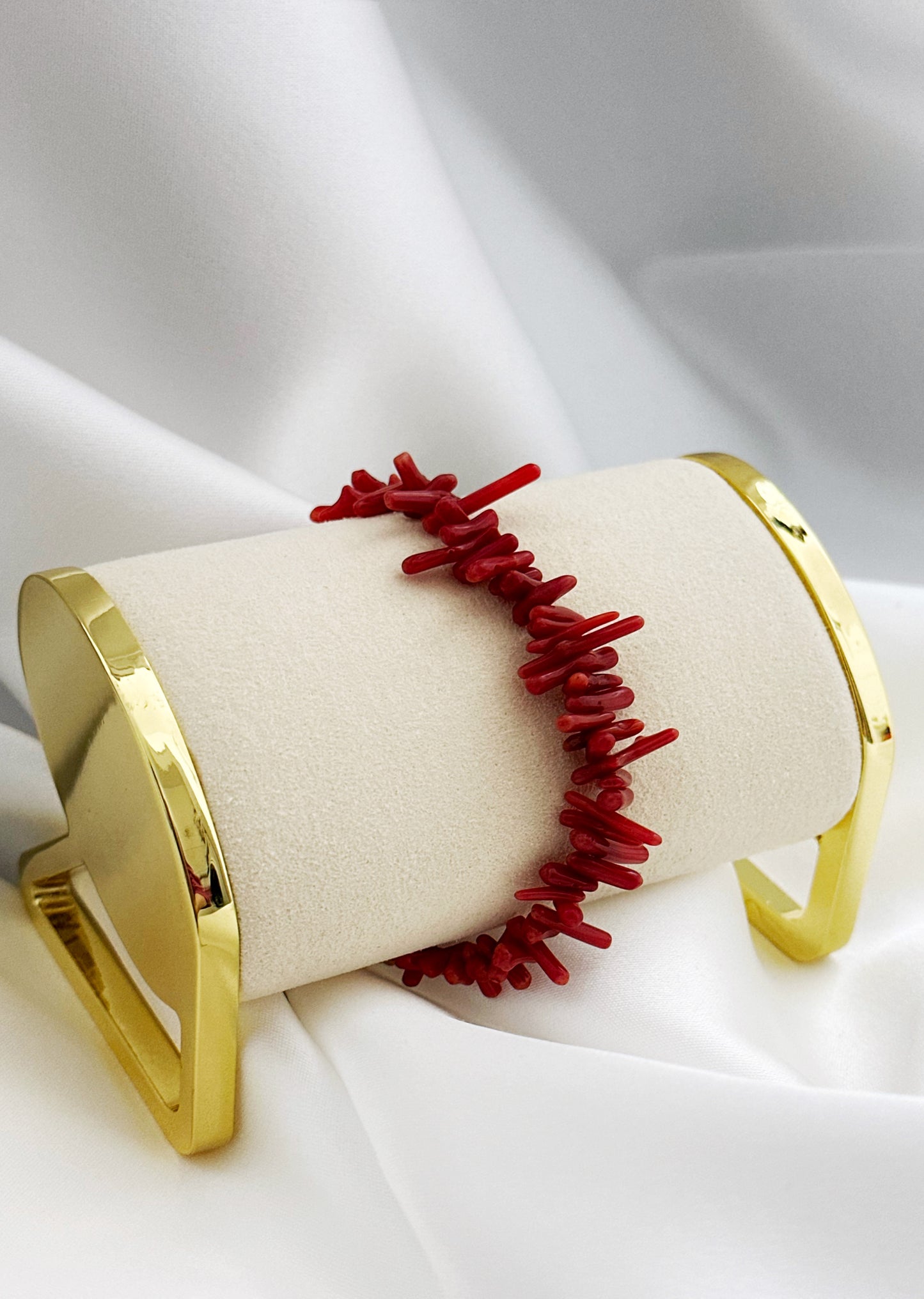 Rosso Mare Korallen Armband Edelstahl Personalisiert – Buchstabe Wählbar Rot Gold