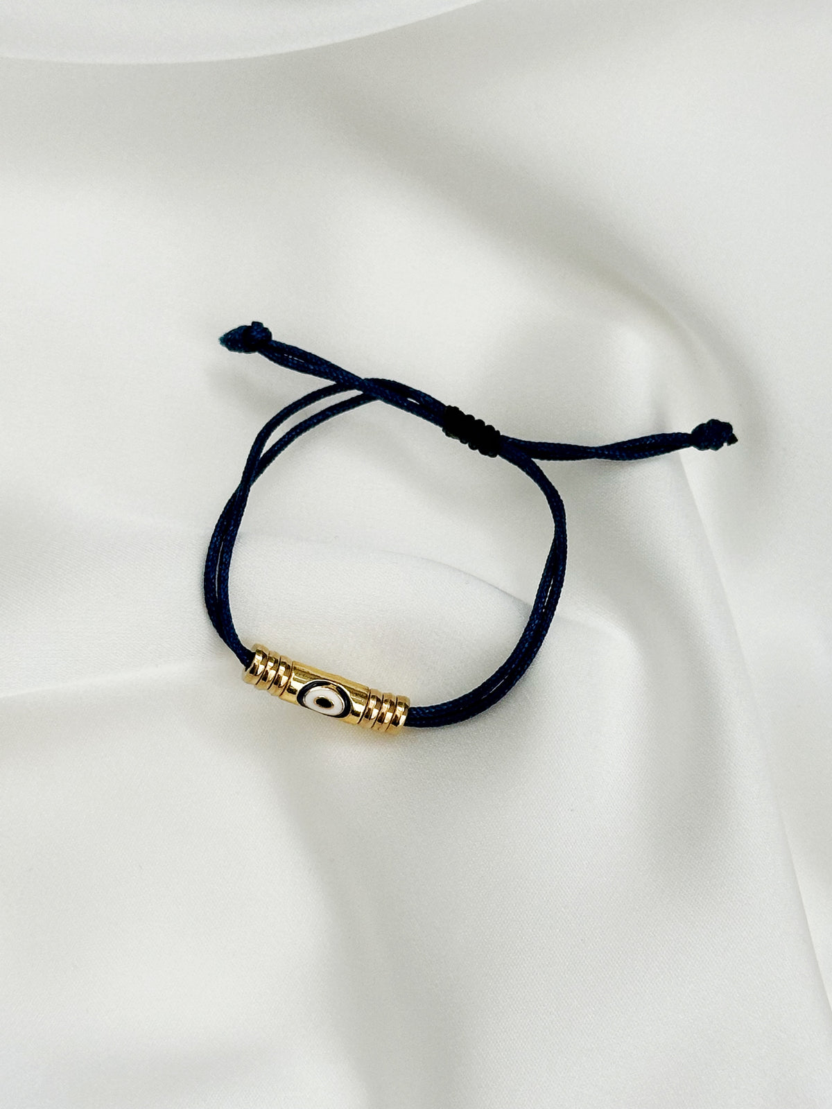 Navy Nazar-Armband mit goldenem Auge – verstellbares Evil Eye Armband