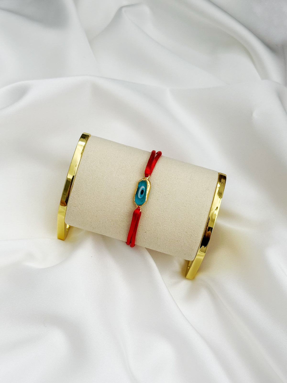 Rotes Nazar-Armband mit türkisem Auge – verstellbares Evil Eye Armband