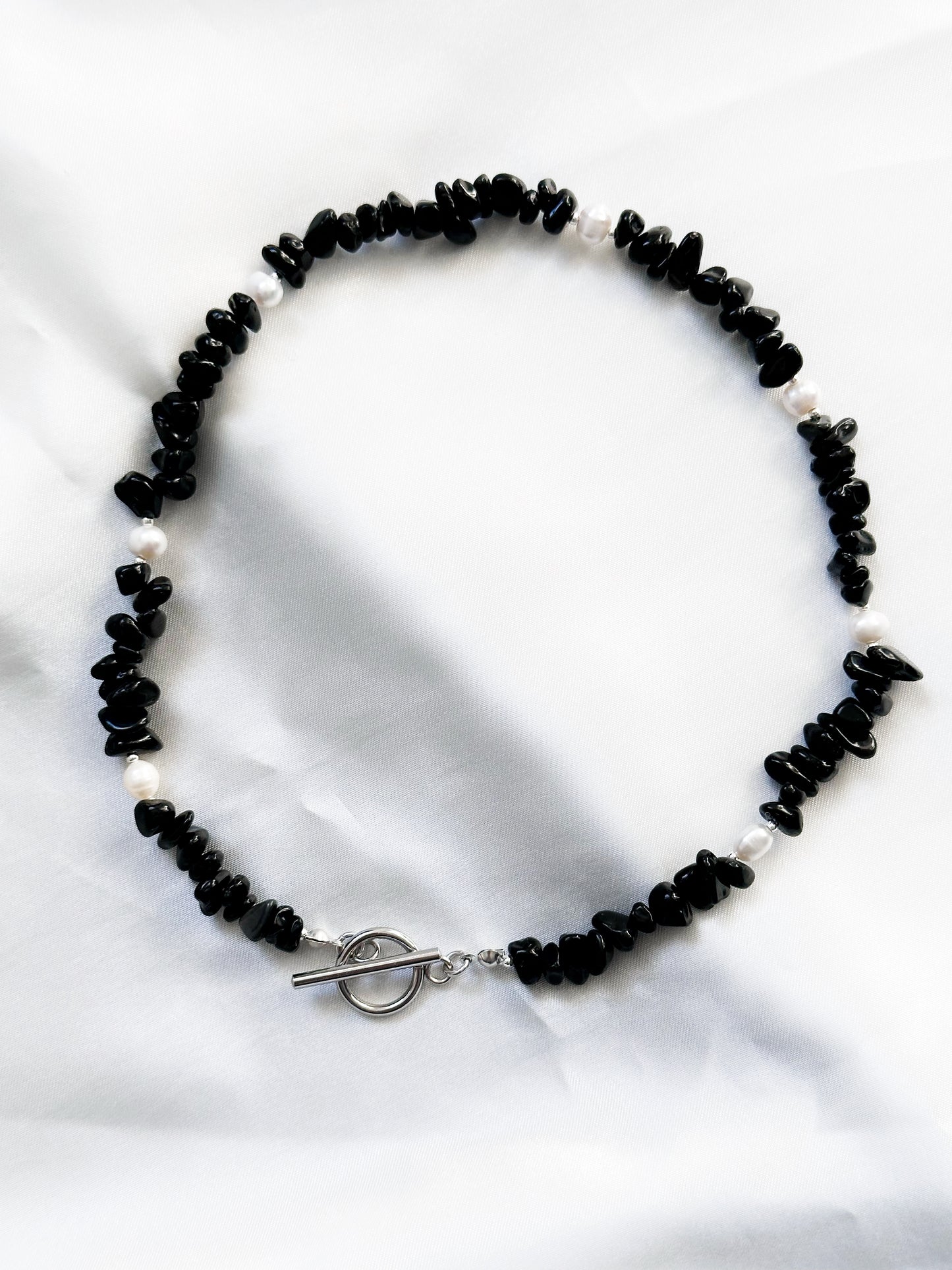 Obsidian Splitterkette mit Ringstab-Verschluss