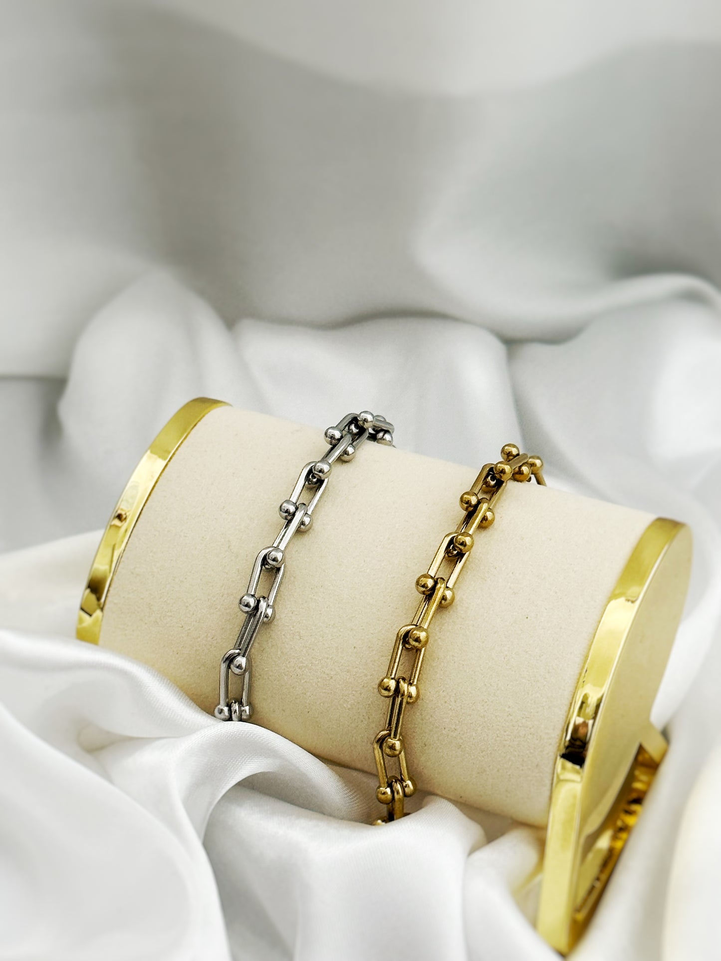 Luna & Sol Bracelet – Edelstahl Gliederarmband – Handmade Jewelleery