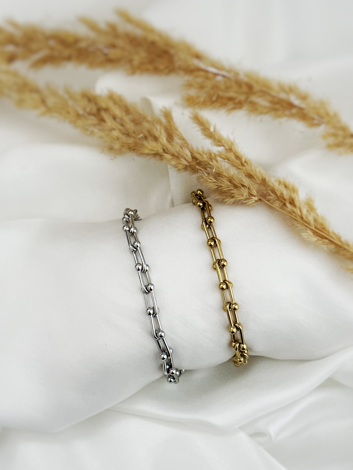 Luna & Sol Bracelet – Edelstahl Gliederarmband – Handmade Jewelleery