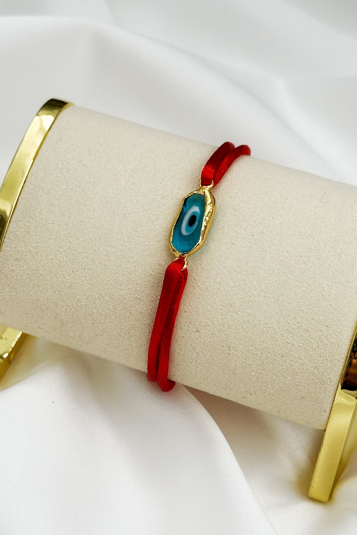 Rotes Nazar-Armband mit türkisem Auge – verstellbares Evil Eye Armband