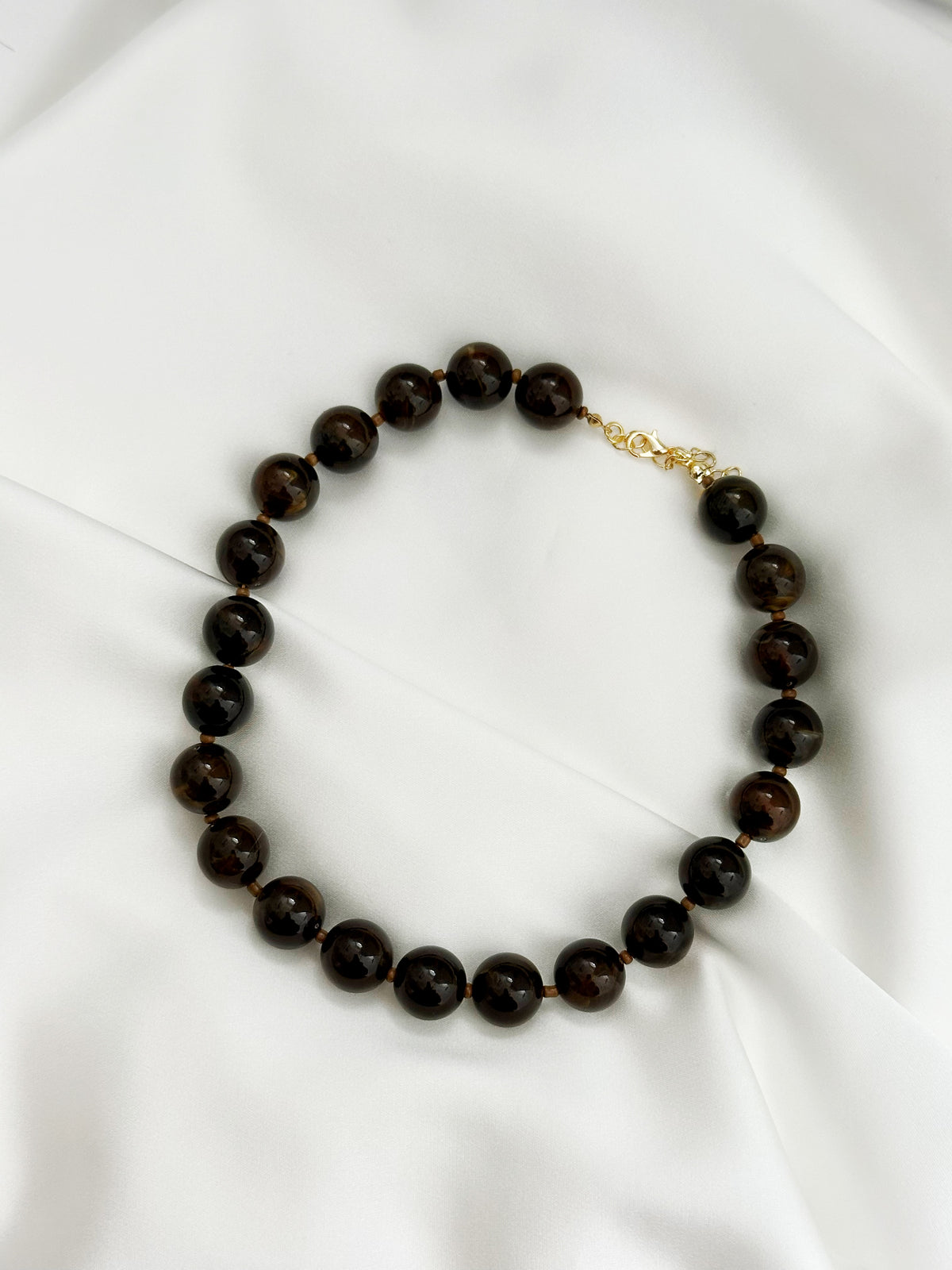 Braune Statement-Perlenkette – große Perlenkette für Damen