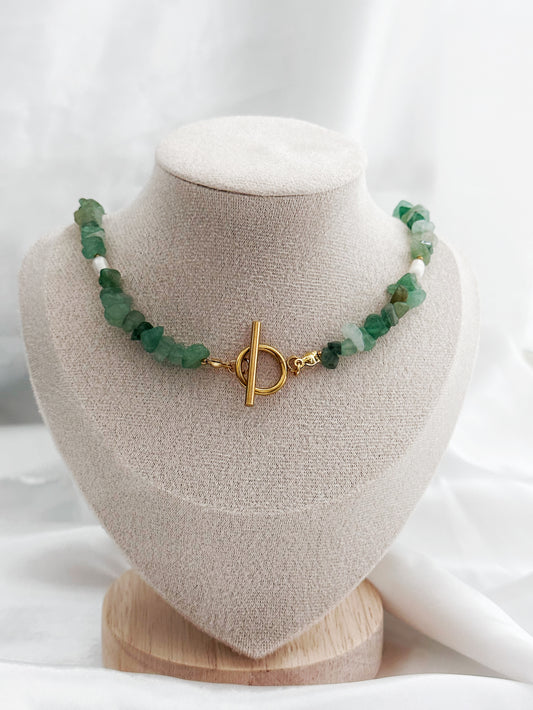 HJ Aventurin Splittersteine Halskette mit Ringstab-Verschluss