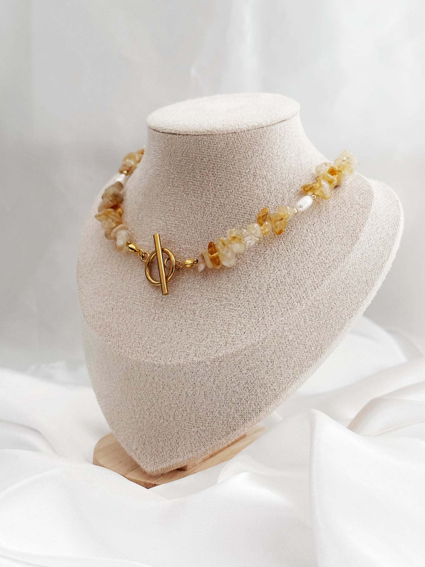 Citrin Splittersteine Halskette mit Ringstab-Verschluss