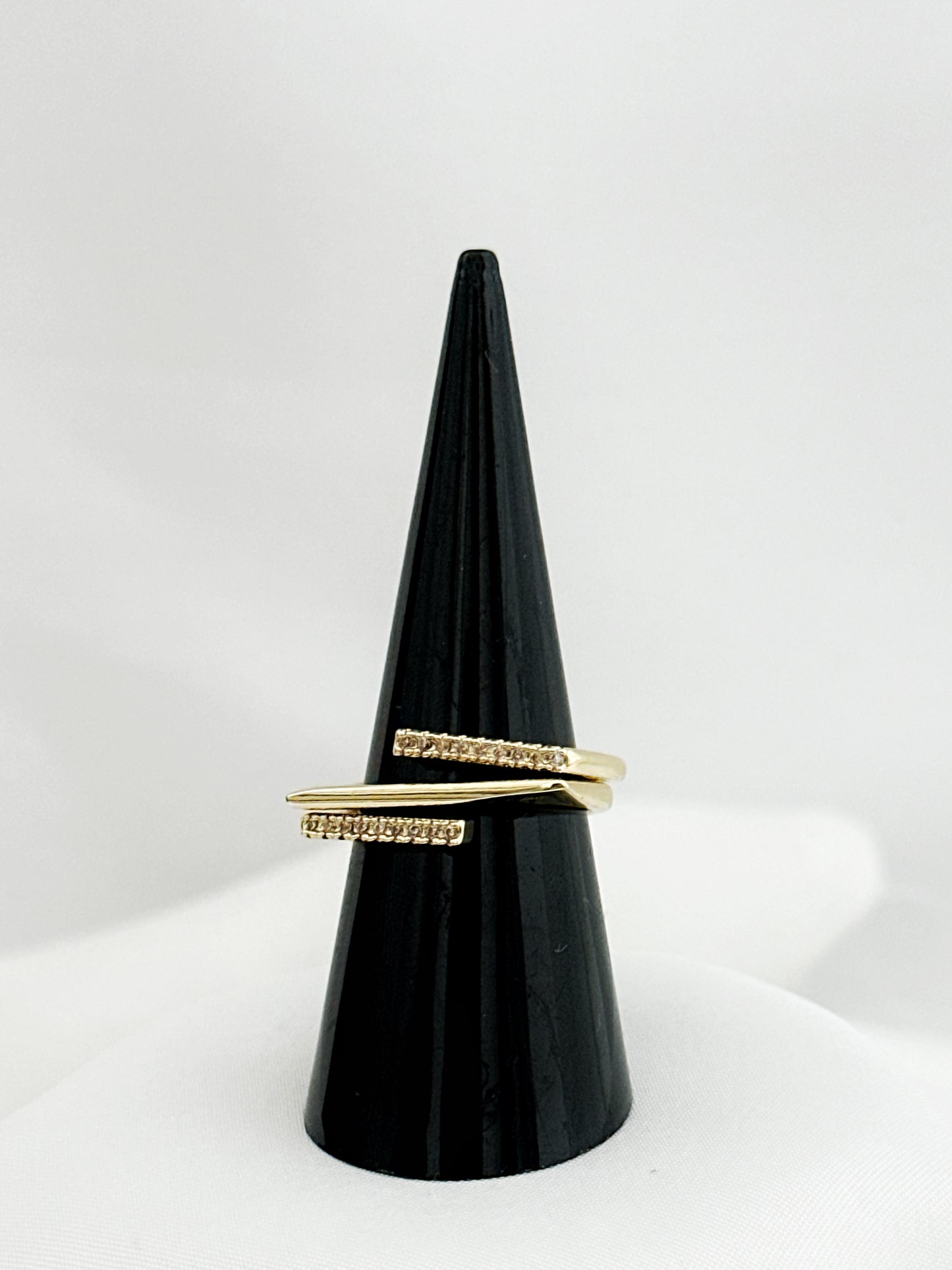 Bypass Ring Zirkonia Vergoldet – Wickelring funkelnde Kristalle Gold Damen