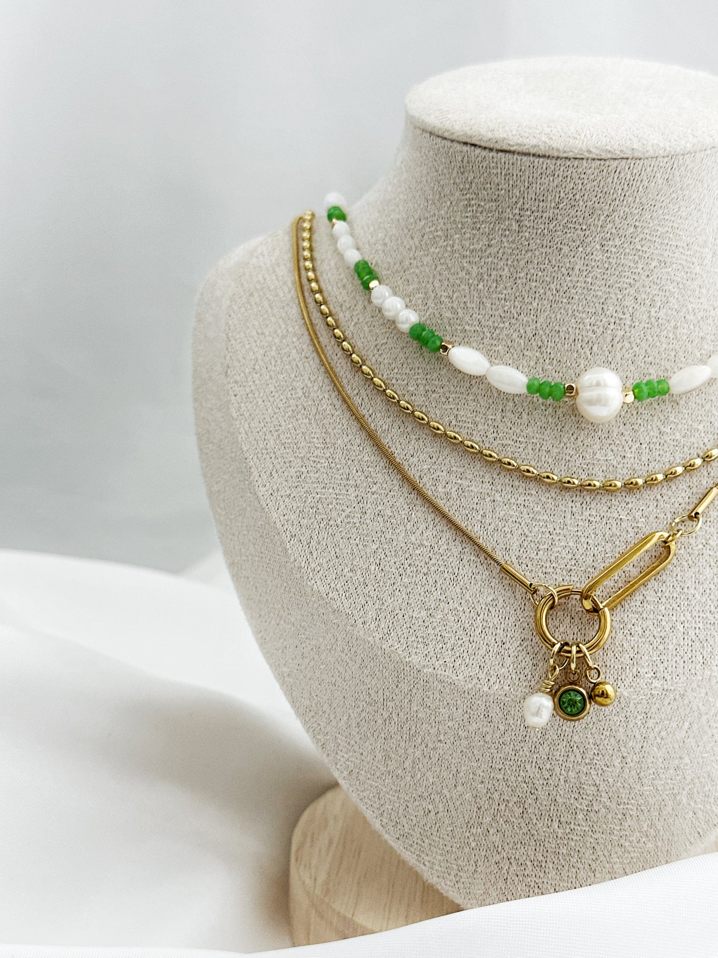 Viridia Set – Layering Ketten Set Gold & Perlen