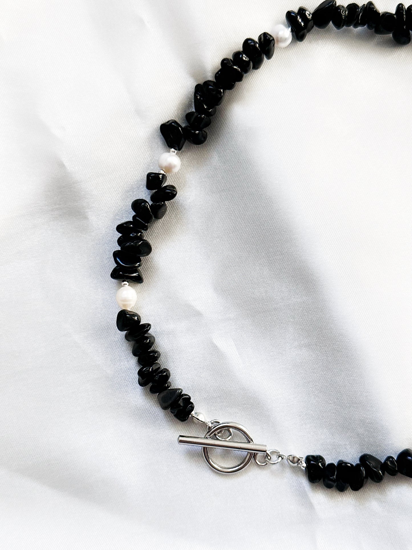 Obsidian Splitterkette mit Ringstab-Verschluss