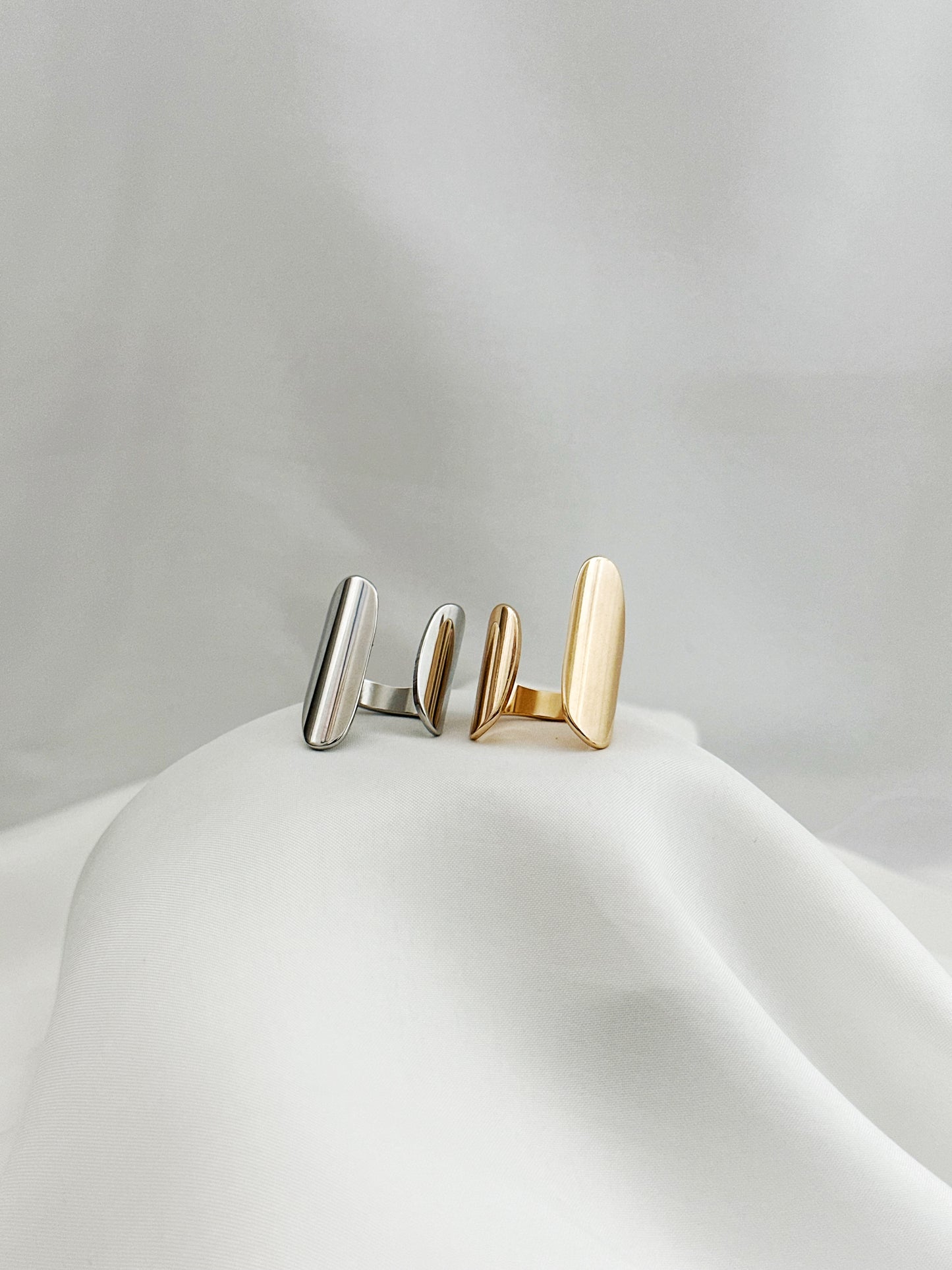 Statement Ring Oval Gold Silber – Chunky Ring Vergoldet Versilbert Damen