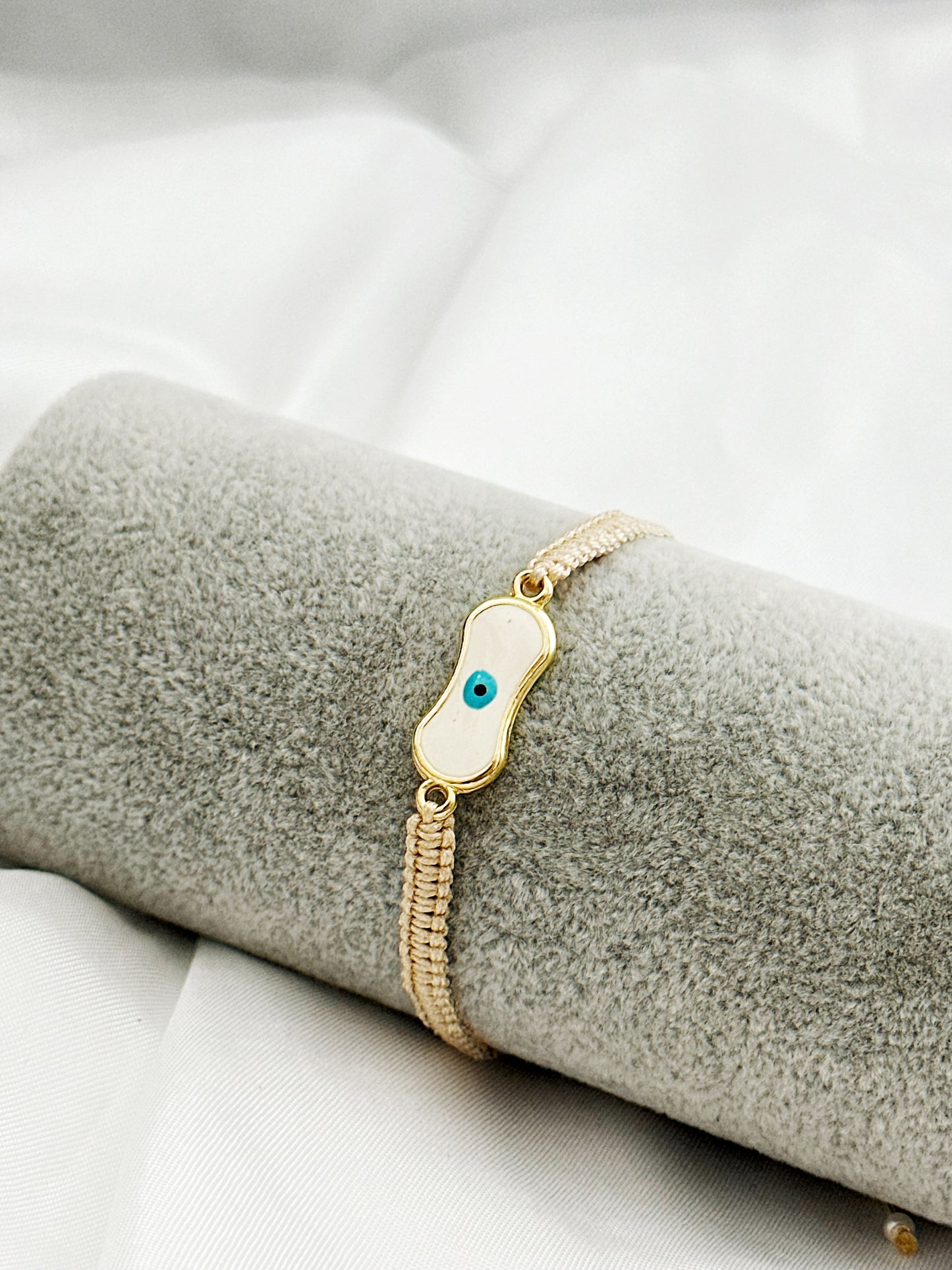 Nazarcim Makramee Armband Evil Eye Beige – Nazar Schutzarmband Verstellbar