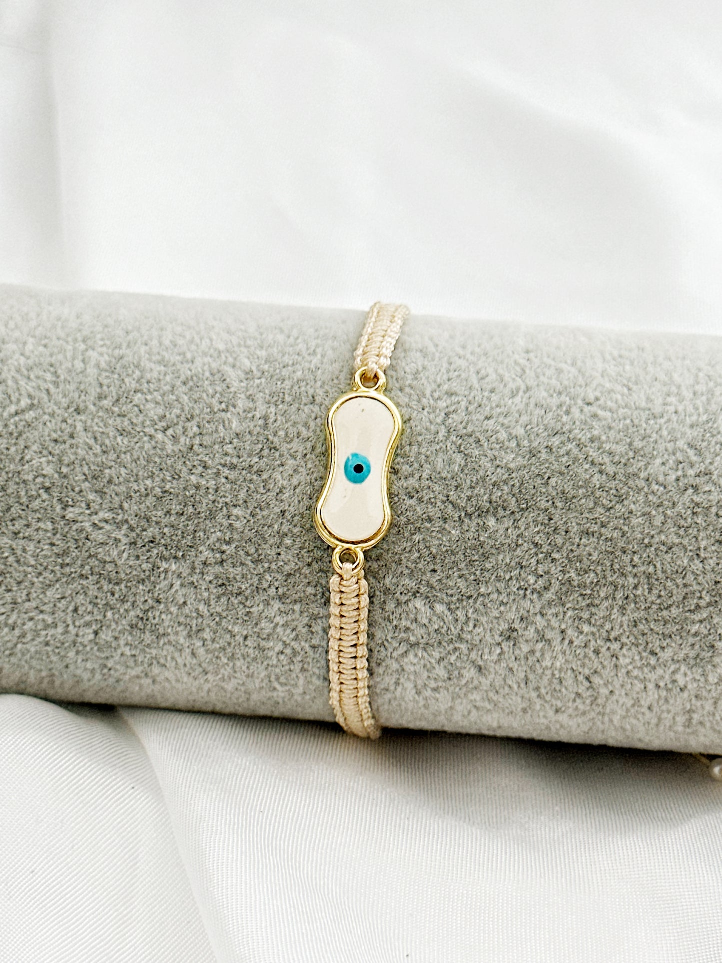 Nazarcim Makramee Armband Evil Eye Beige – Nazar Schutzarmband Verstellbar