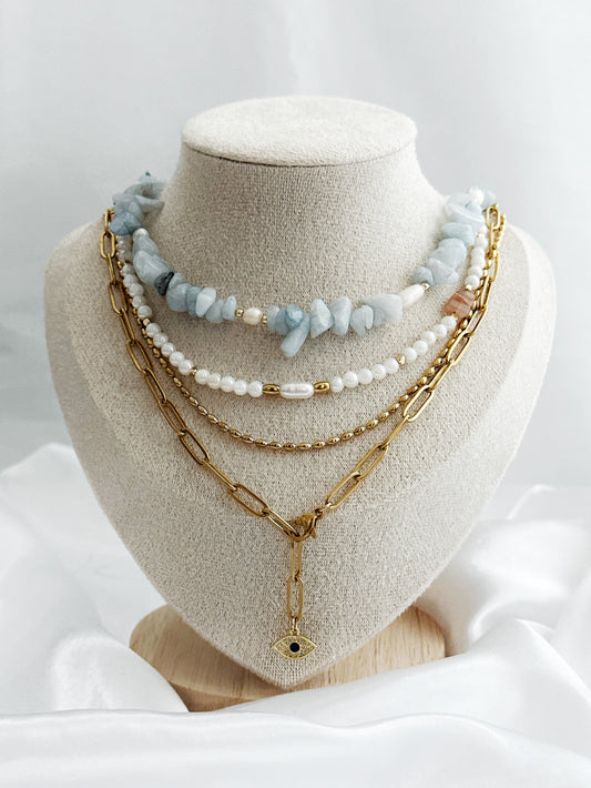 Vergoldetes 4-teiliges Layering-Kettenset Liora Harmony mit verschiedenen Längen