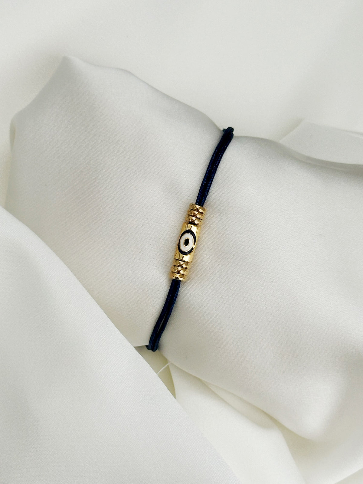 Minimalistisches Evil Eye Armband in Navy